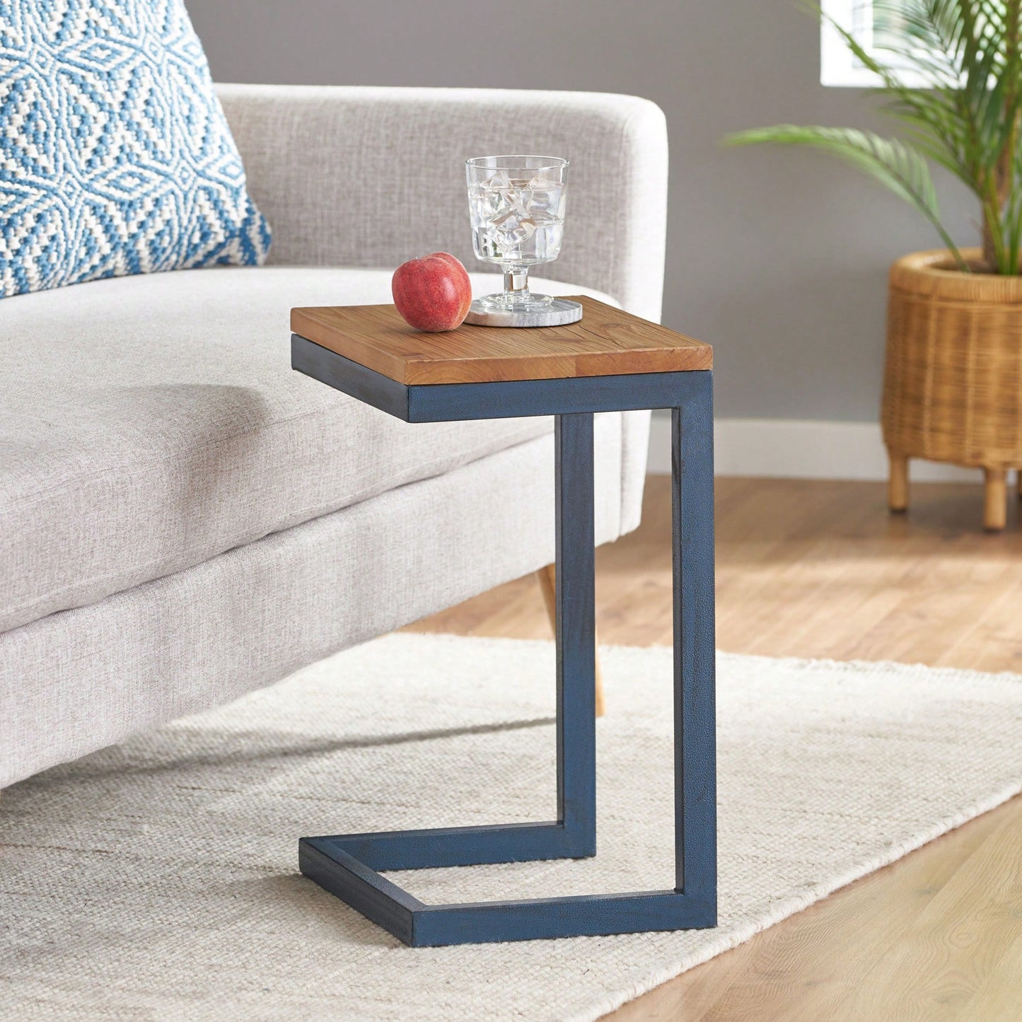 Antique Fir Wood Accent Table In Three Sizes With Iron Base For Versatile Home Decor