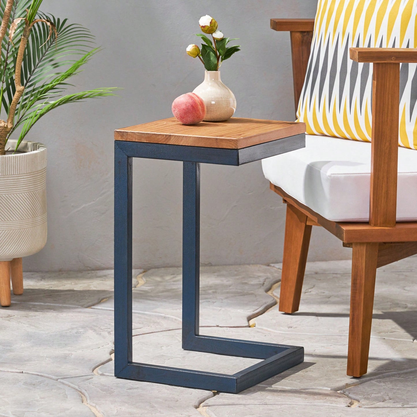 Antique Fir Wood Accent Table In Three Sizes With Iron Base For Versatile Home Decor