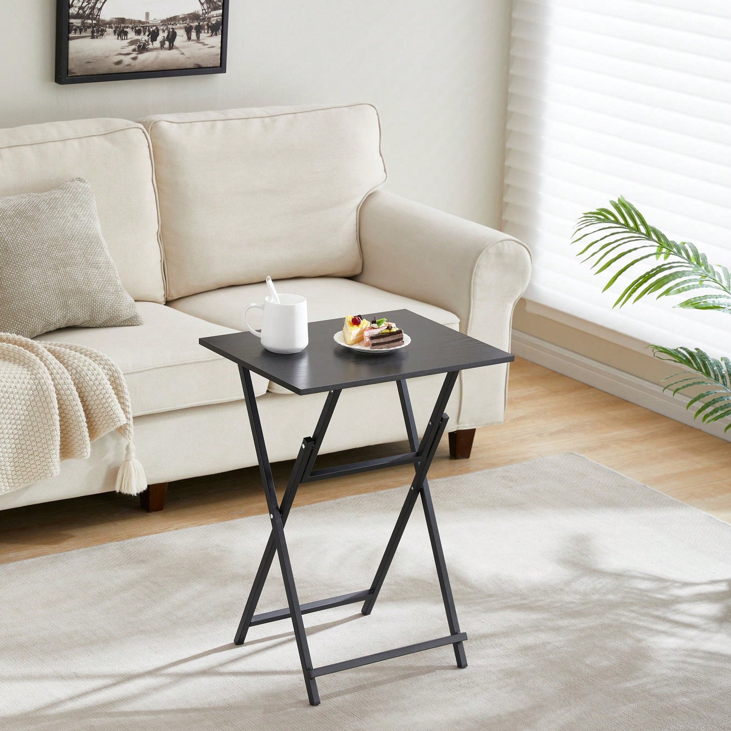 Folding TV Tray Table Portable Rustic Snack Table For Small Spaces Easy To Store No Assembly Required