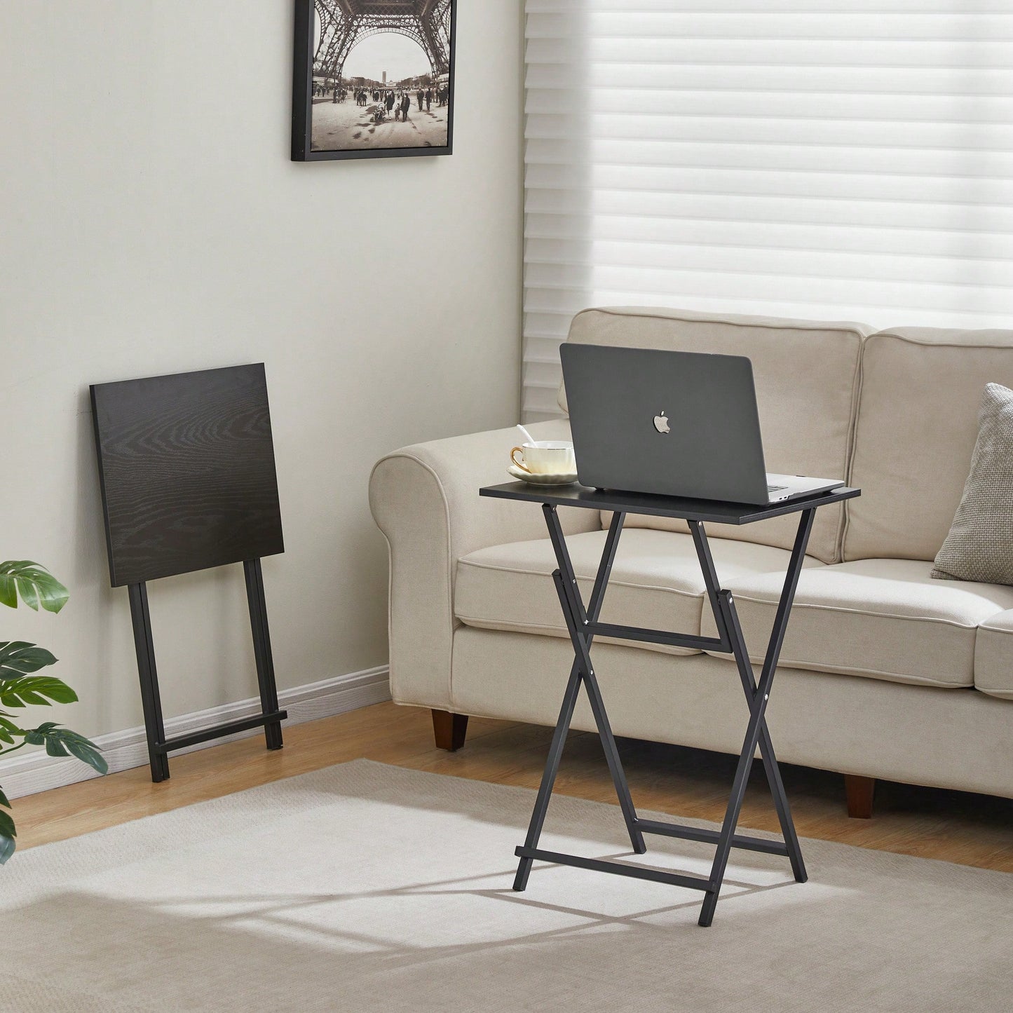Folding TV Tray Table Portable Rustic Snack Table For Small Spaces Easy To Store No Assembly Required