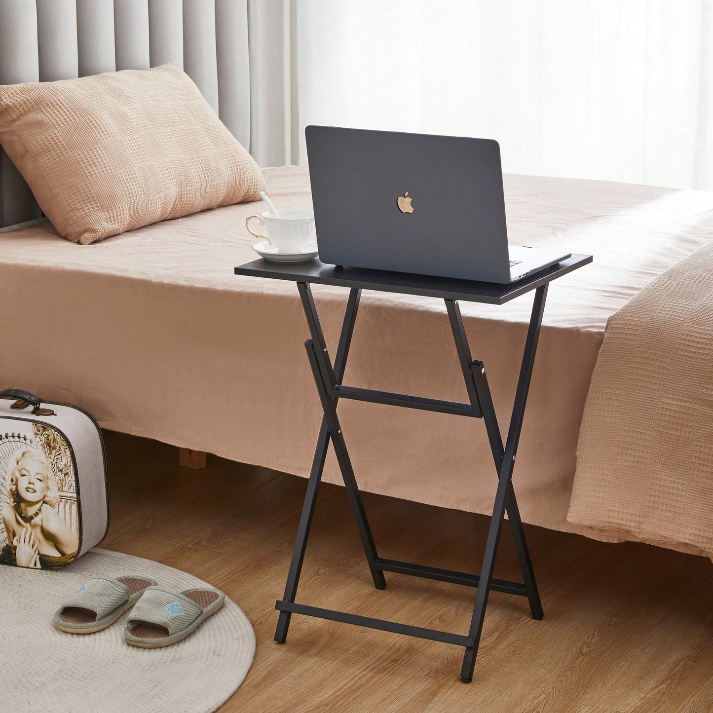 Folding TV Tray Table Portable Rustic Snack Table For Small Spaces Easy To Store No Assembly Required