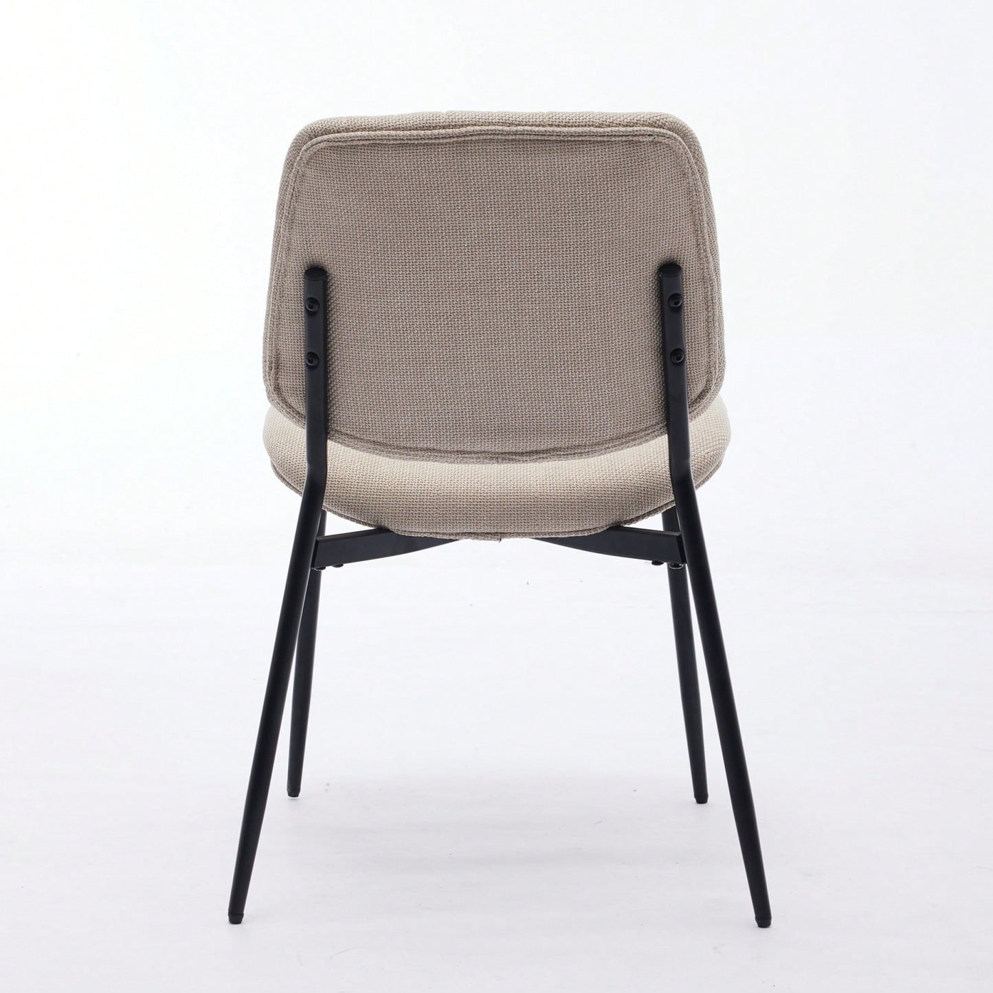 Modern Retro Linen Dining Chairs Set Of 2 With Ergonomic Backrest And Metal Legs For Kitchen And Dining Room Beige