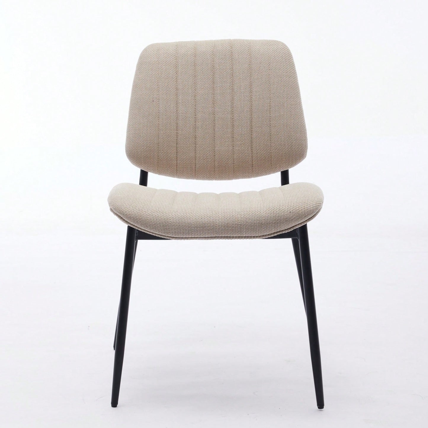 Modern Retro Linen Dining Chairs Set Of 2 With Ergonomic Backrest And Metal Legs For Kitchen And Dining Room Beige