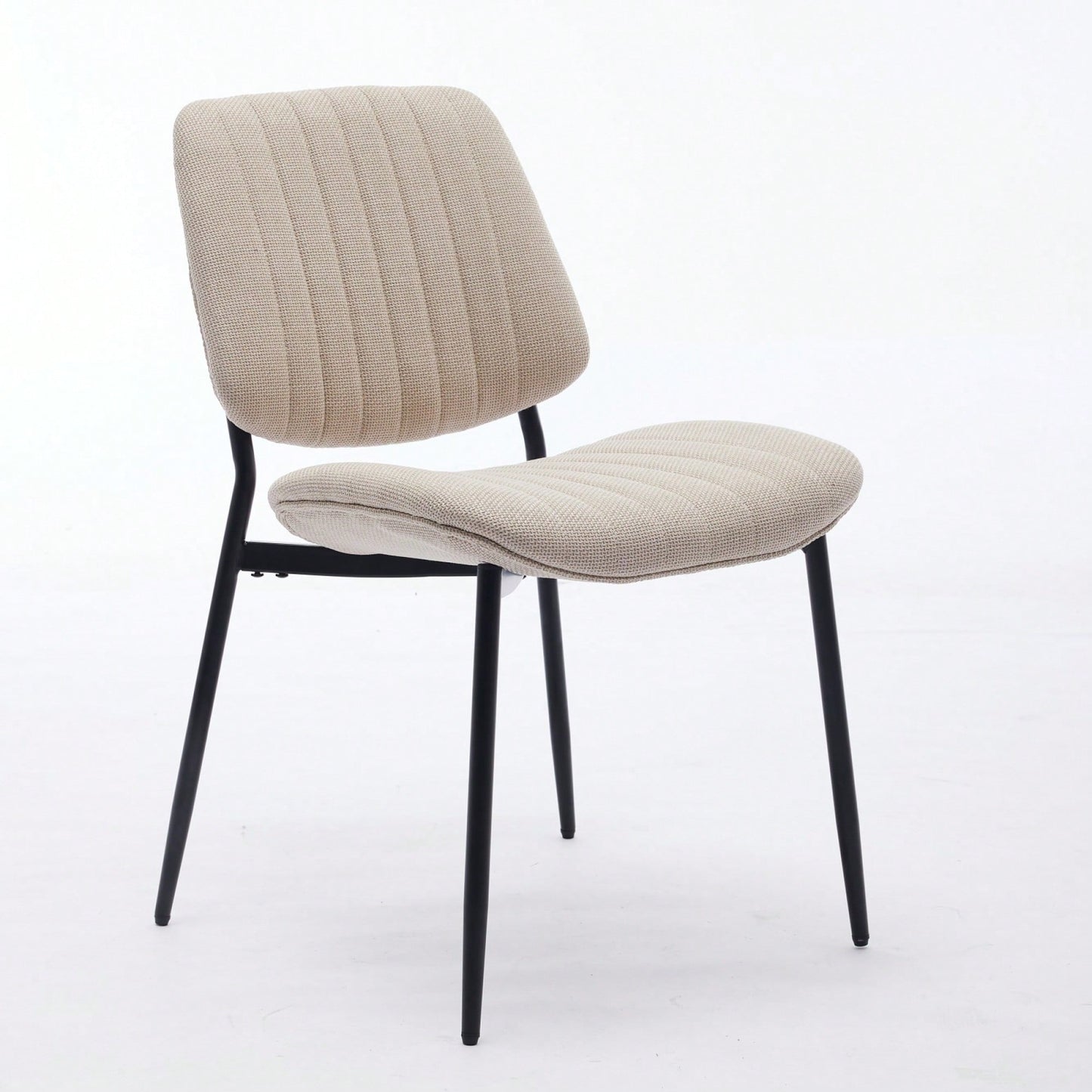 Modern Retro Linen Dining Chairs Set Of 2 With Ergonomic Backrest And Metal Legs For Kitchen And Dining Room Beige