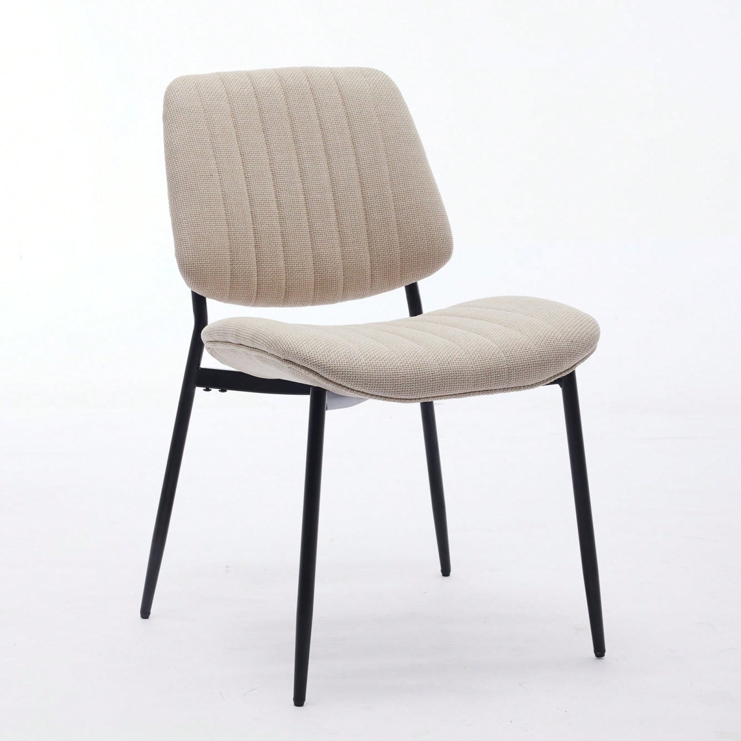 Modern Retro Linen Dining Chairs Set Of 2 With Ergonomic Backrest And Metal Legs For Kitchen And Dining Room Beige