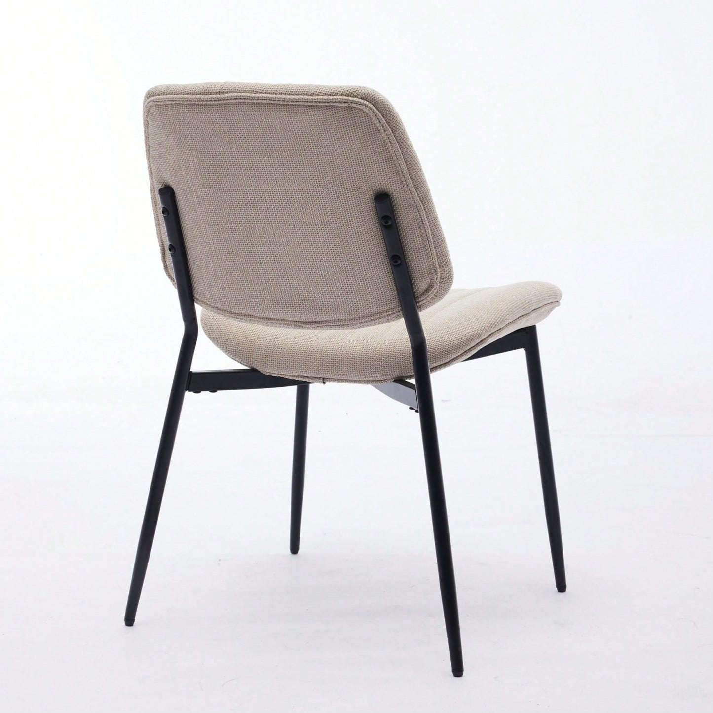 Modern Retro Linen Dining Chairs Set Of 2 With Ergonomic Backrest And Metal Legs For Kitchen And Dining Room Beige
