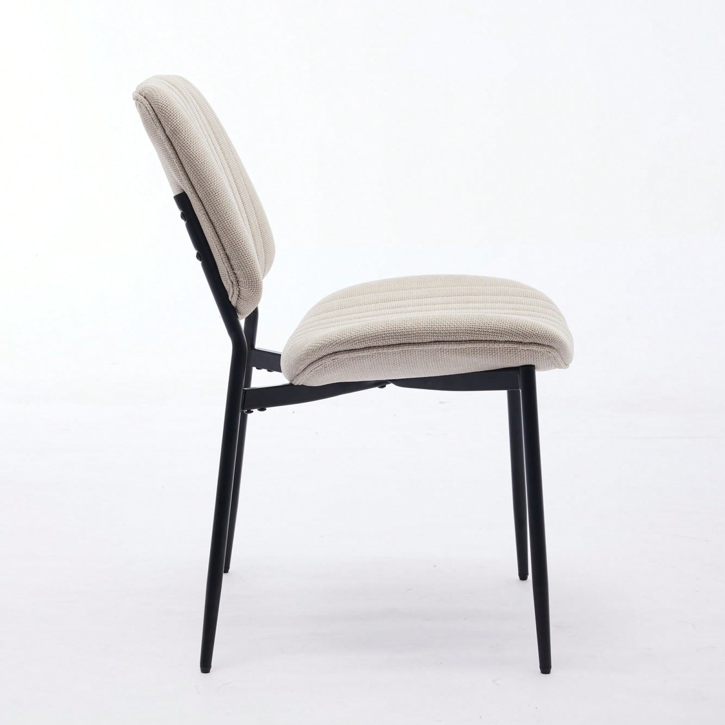 Modern Retro Linen Dining Chairs Set Of 2 With Ergonomic Backrest And Metal Legs For Kitchen And Dining Room Beige