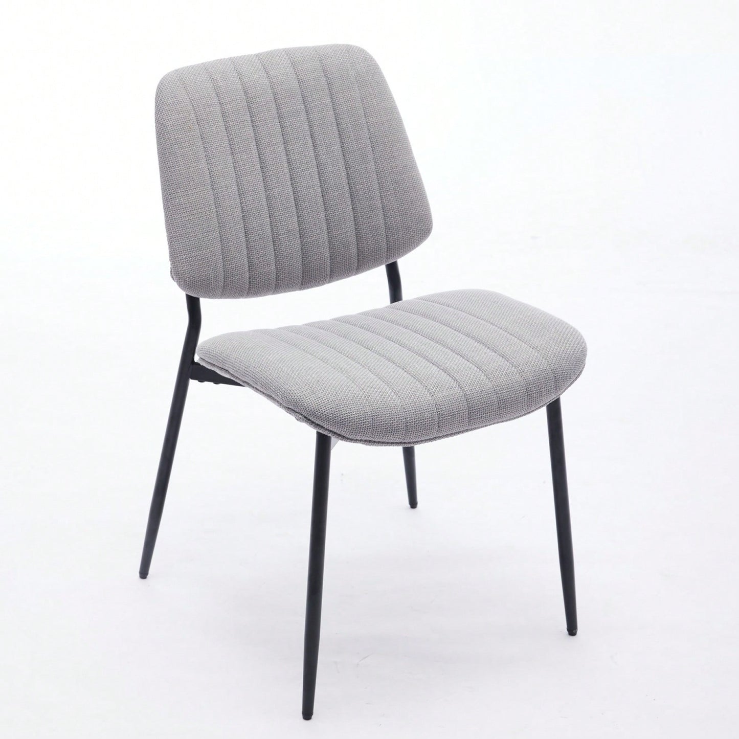 Modern Retro Linen Dining Chairs Set Of 2 With Ergonomic Backrest And Metal Legs For Kitchen And Dining Room Beige