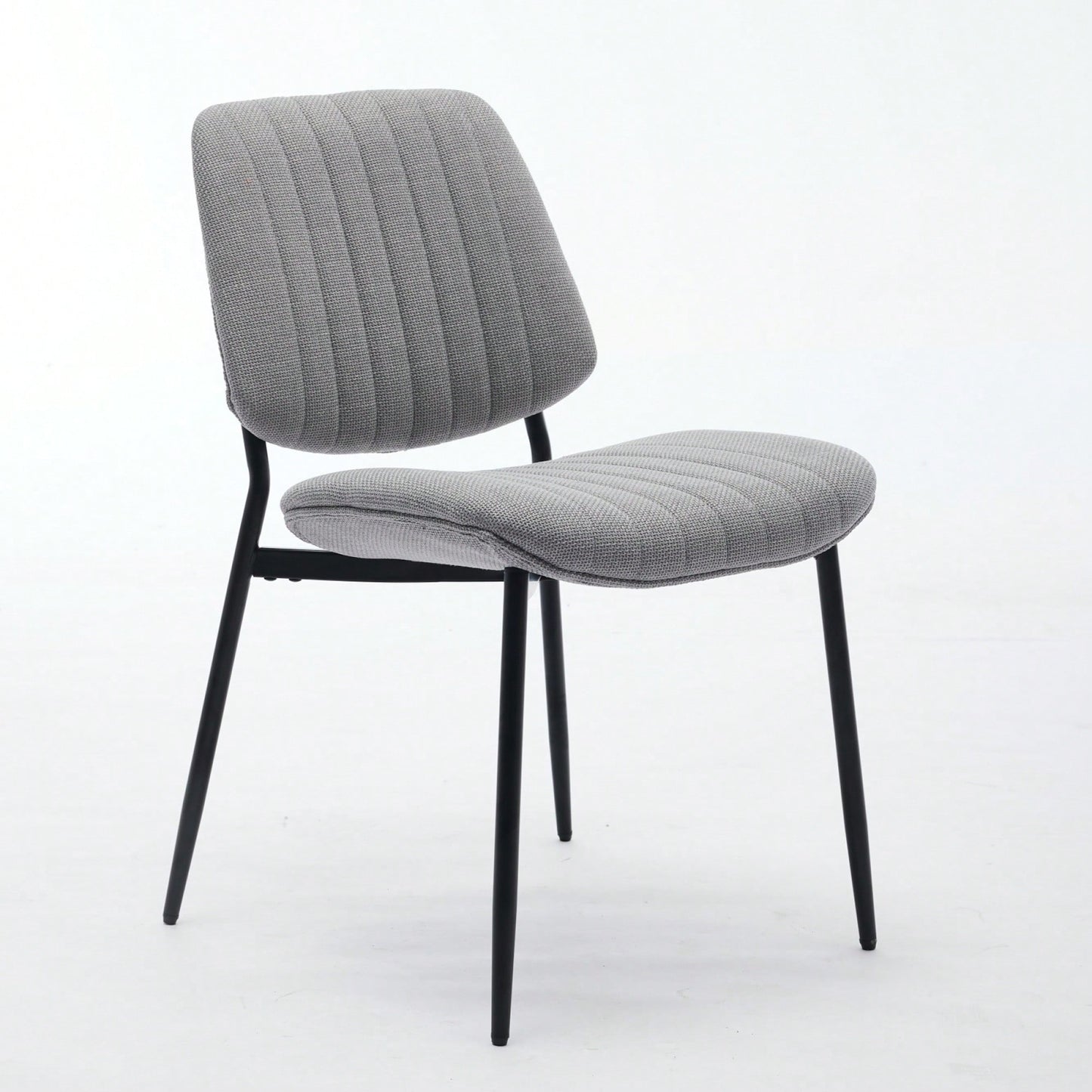 Modern Retro Linen Dining Chairs Set Of 2 With Ergonomic Backrest And Metal Legs For Kitchen And Dining Room Beige