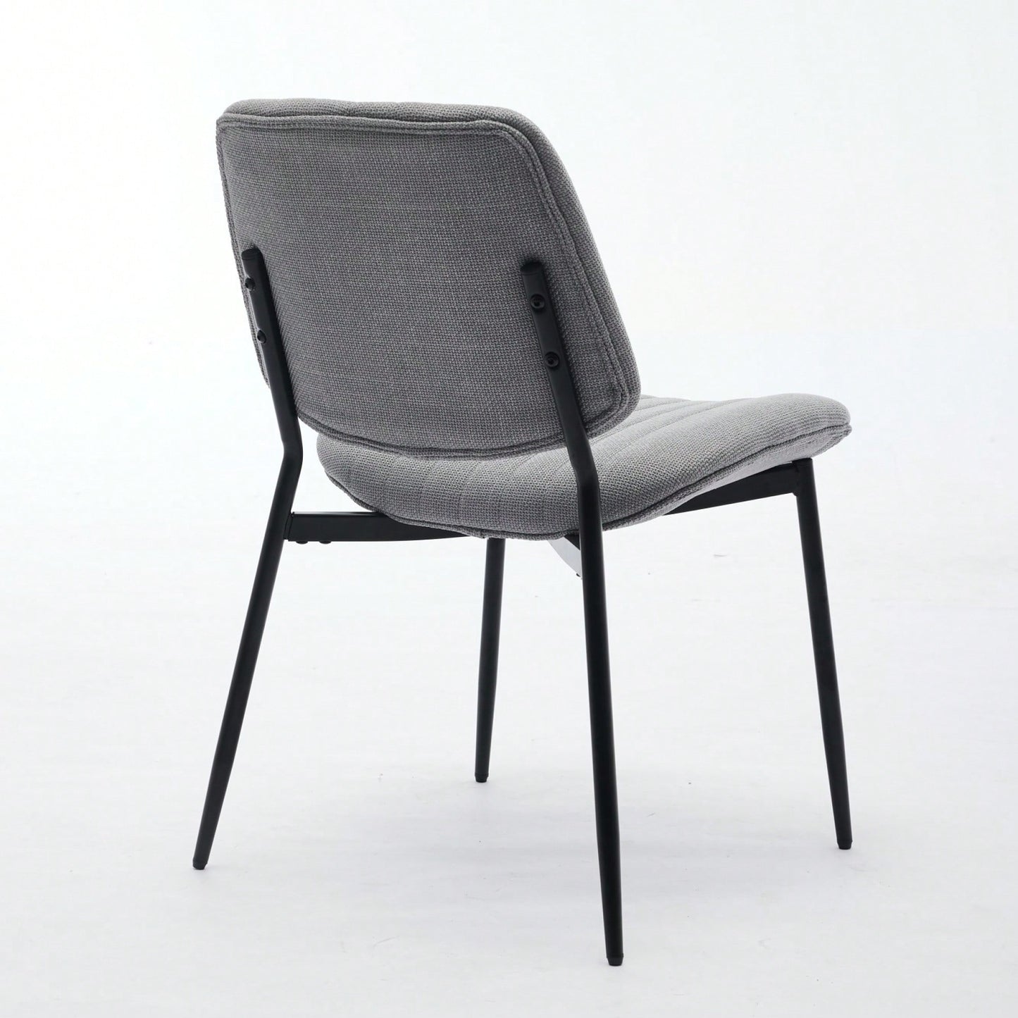 Modern Retro Linen Dining Chairs Set Of 2 With Ergonomic Backrest And Metal Legs For Kitchen And Dining Room Beige