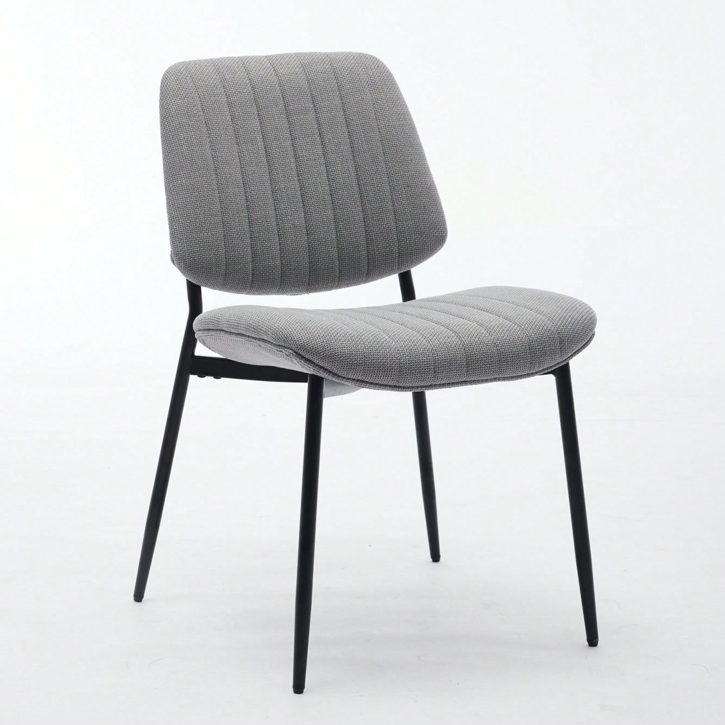 Modern Retro Linen Dining Chairs Set Of 2 With Ergonomic Backrest And Metal Legs For Kitchen And Dining Room Beige