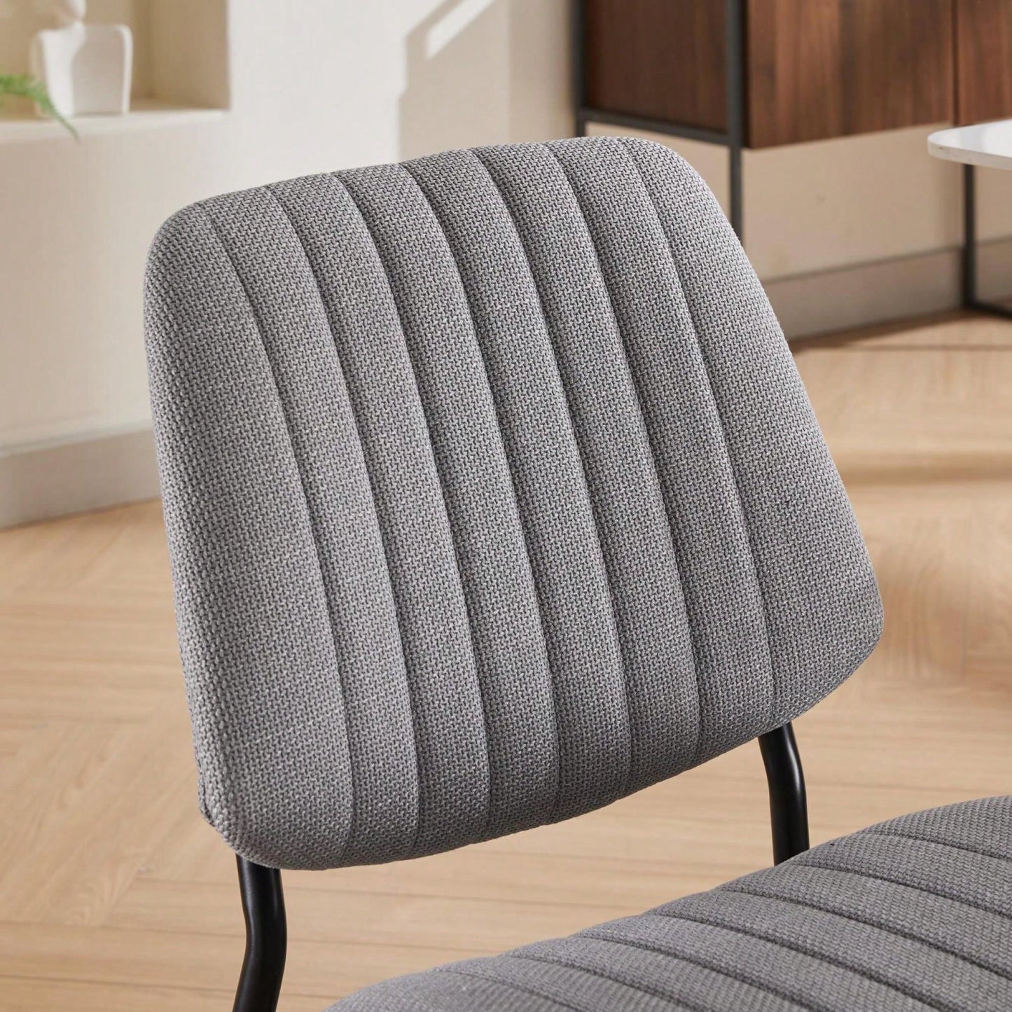 Modern Retro Linen Dining Chairs Set Of 2 With Ergonomic Backrest And Metal Legs For Kitchen And Dining Room Beige