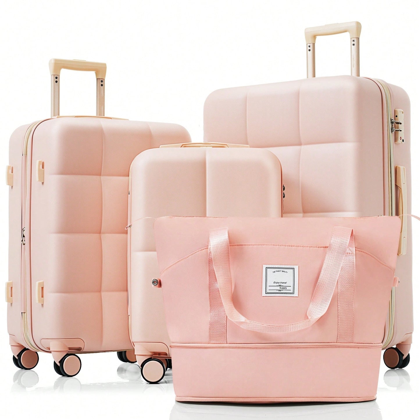 4 Piece Expandable Luggage Set With USB Port 20 Inch Carry On Durable ABS Hard Shell Suitcase Spinner Wheels Travel Bag And Cup Holder