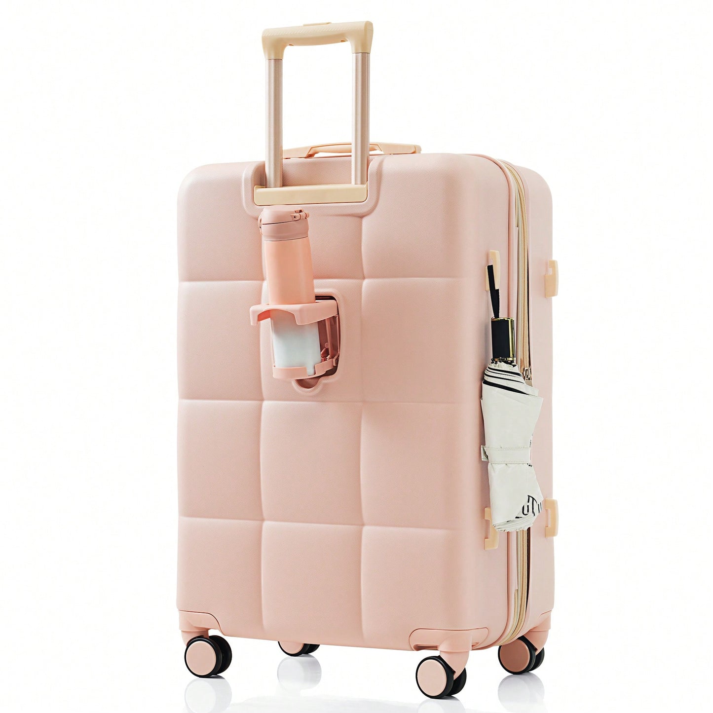 4 Piece Expandable Luggage Set With USB Port 20 Inch Carry On Durable ABS Hard Shell Suitcase Spinner Wheels Travel Bag And Cup Holder