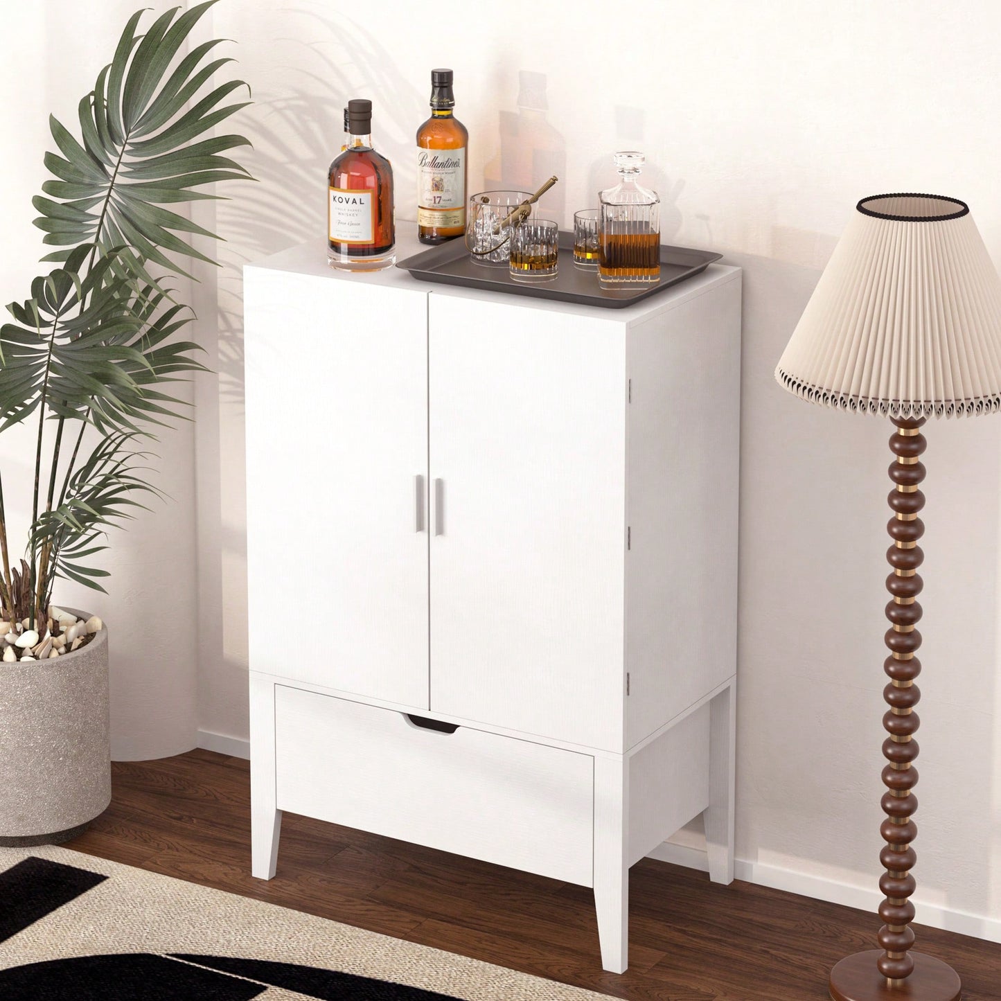 Elegant Bar Cabinet With Wine Racks And Stemware Holder For Home Storage And Display