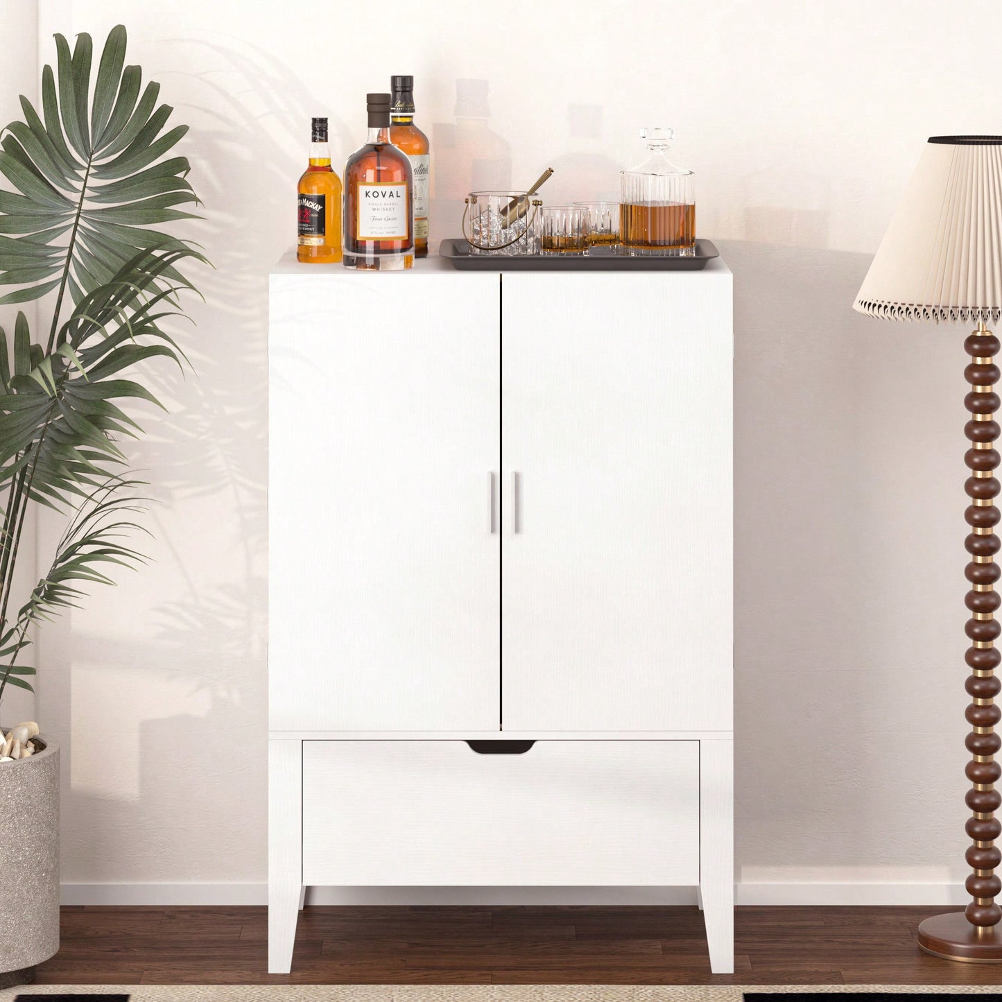 Elegant Bar Cabinet With Wine Racks And Stemware Holder For Home Storage And Display