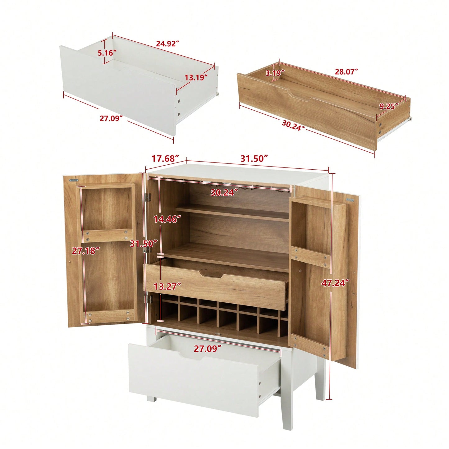 Elegant Bar Cabinet With Wine Racks And Stemware Holder For Home Storage And Display