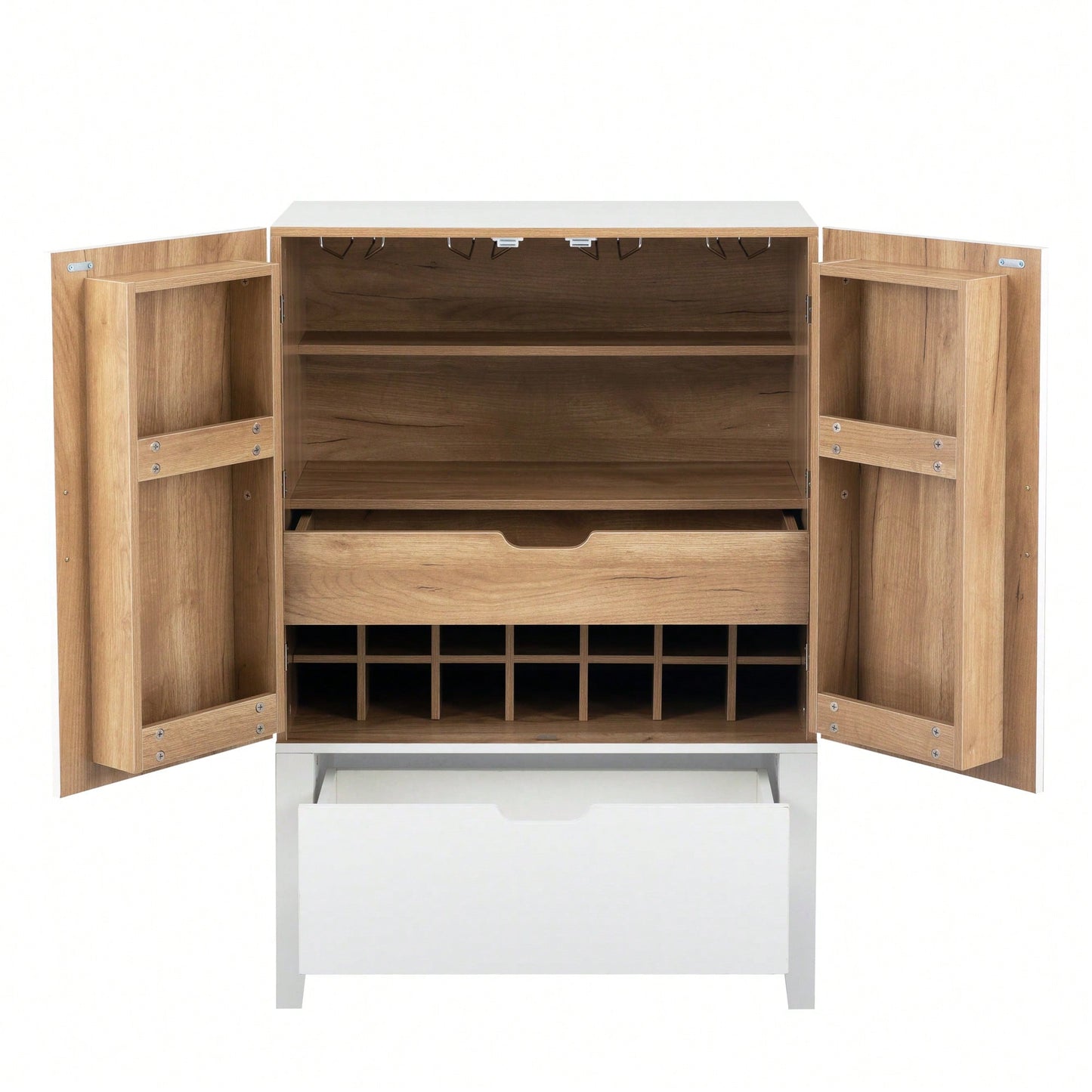 Elegant Bar Cabinet With Wine Racks And Stemware Holder For Home Storage And Display