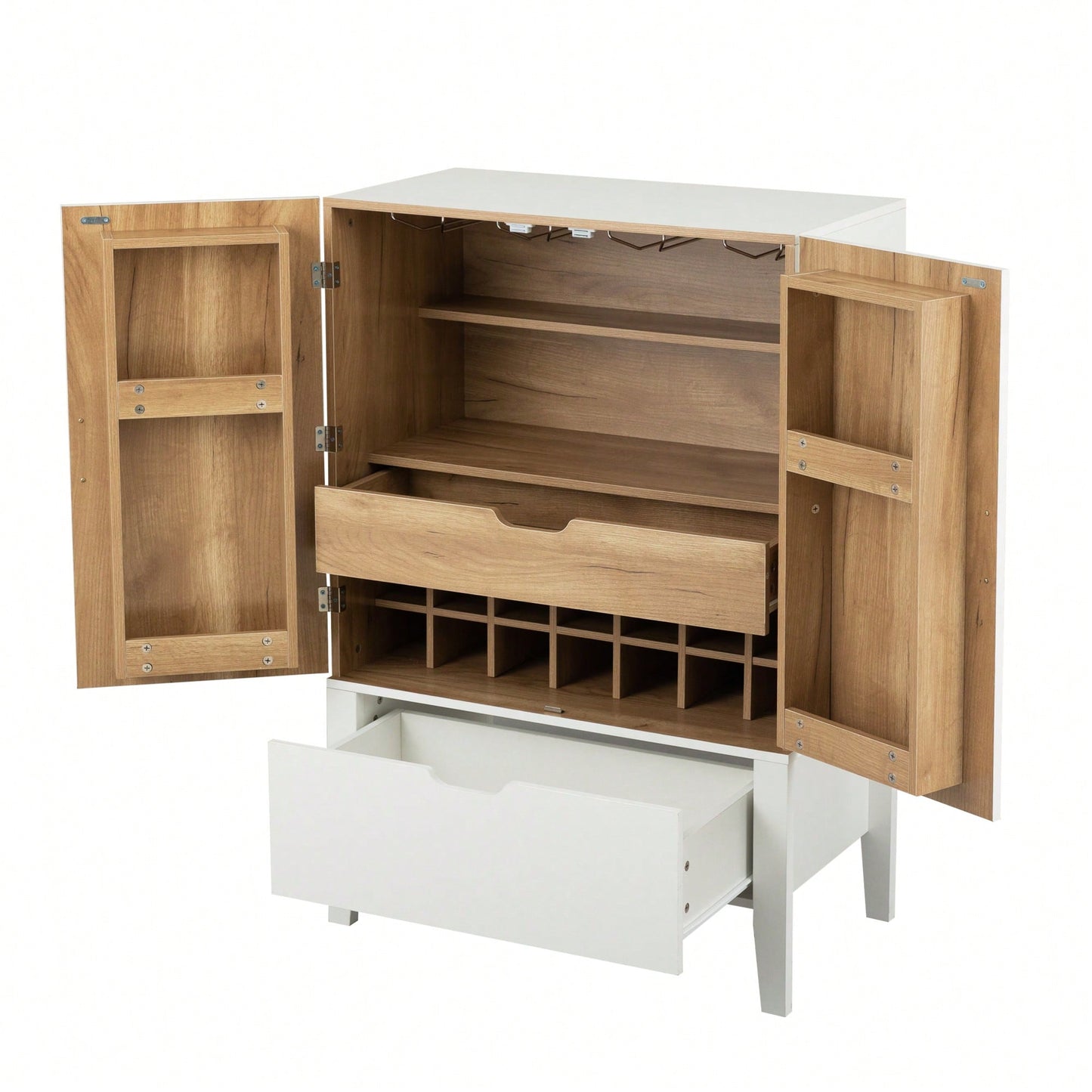 Elegant Bar Cabinet With Wine Racks And Stemware Holder For Home Storage And Display