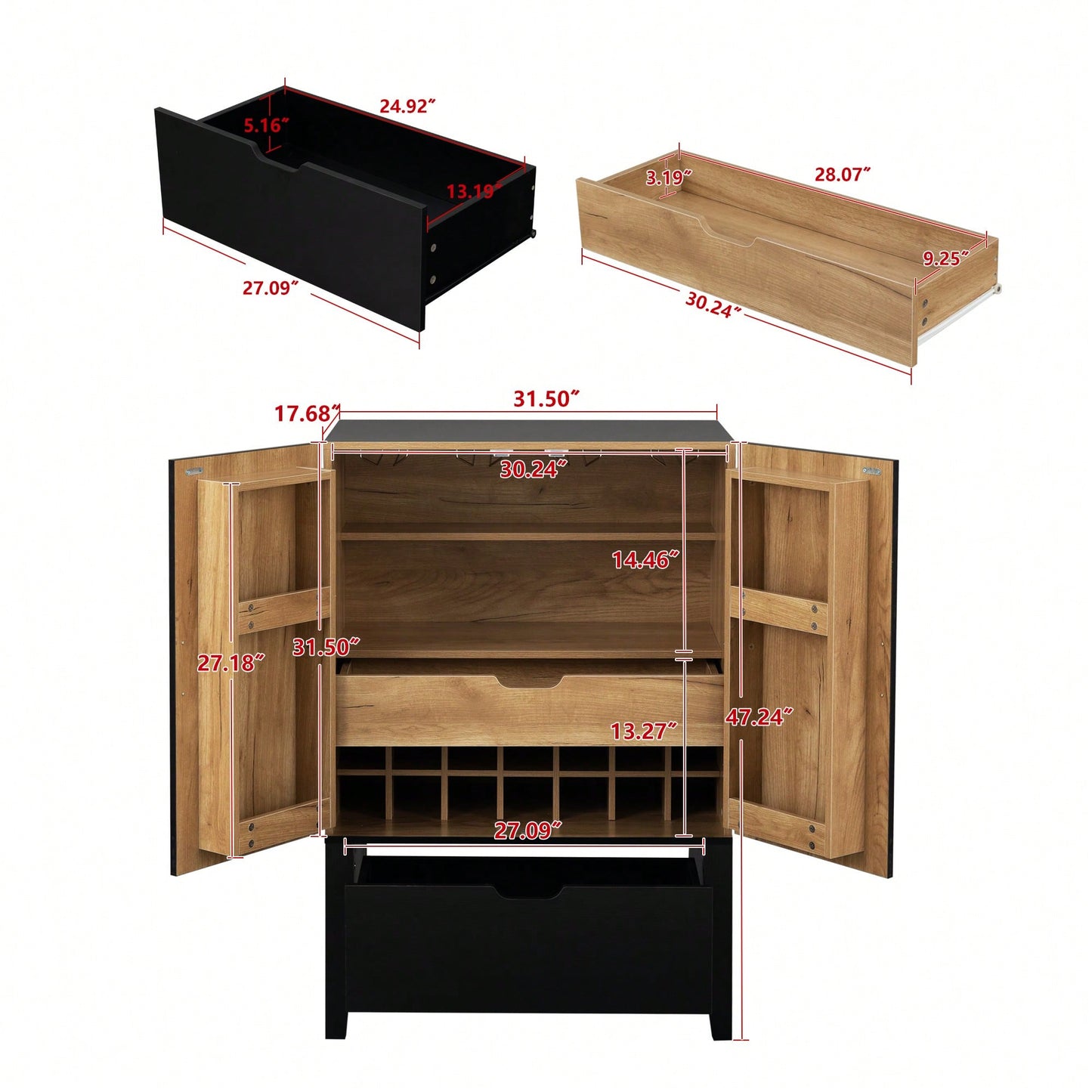 Elegant Bar Cabinet With Wine Racks And Stemware Holder For Home Storage And Display