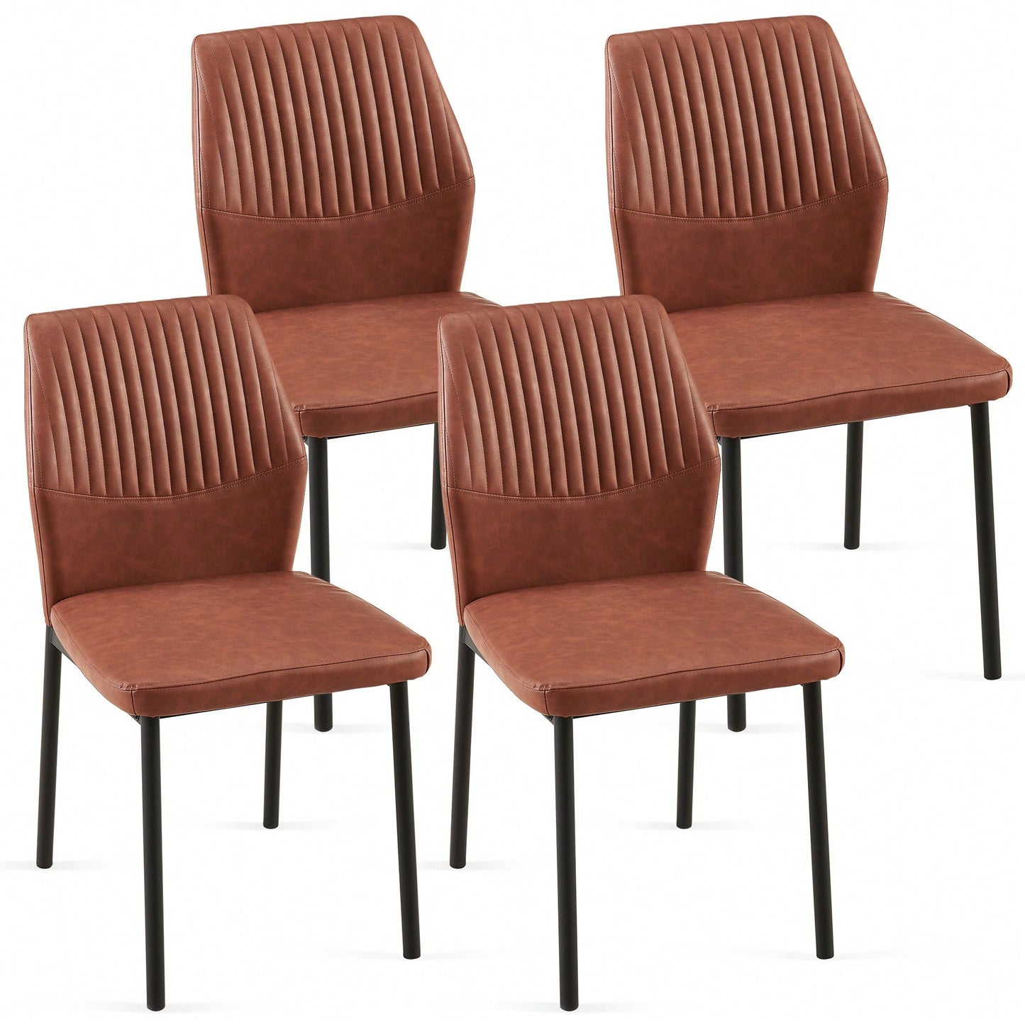Modern PU Leather Armless Dining Chairs Set Of 4 With Metal Legs For Kitchen And Living Room