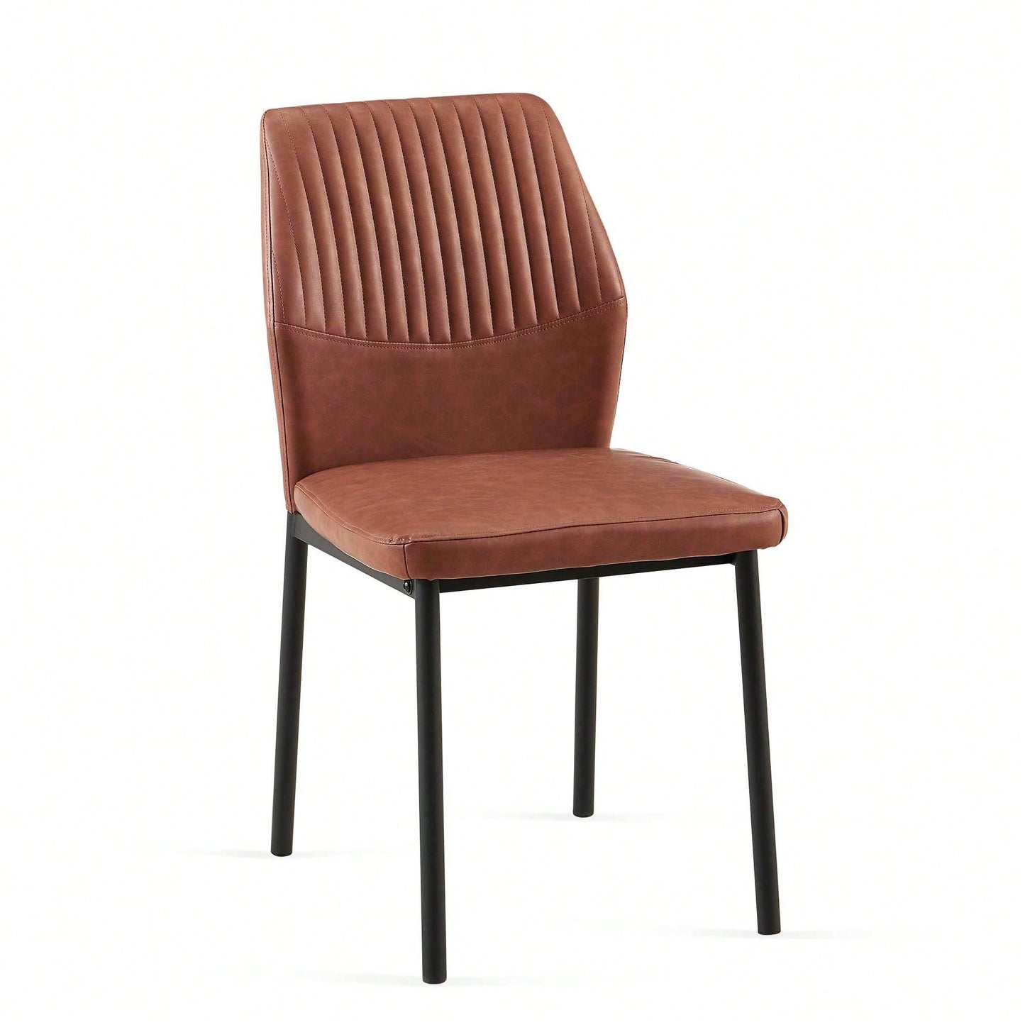 Modern PU Leather Armless Dining Chairs Set Of 4 With Metal Legs For Kitchen And Living Room
