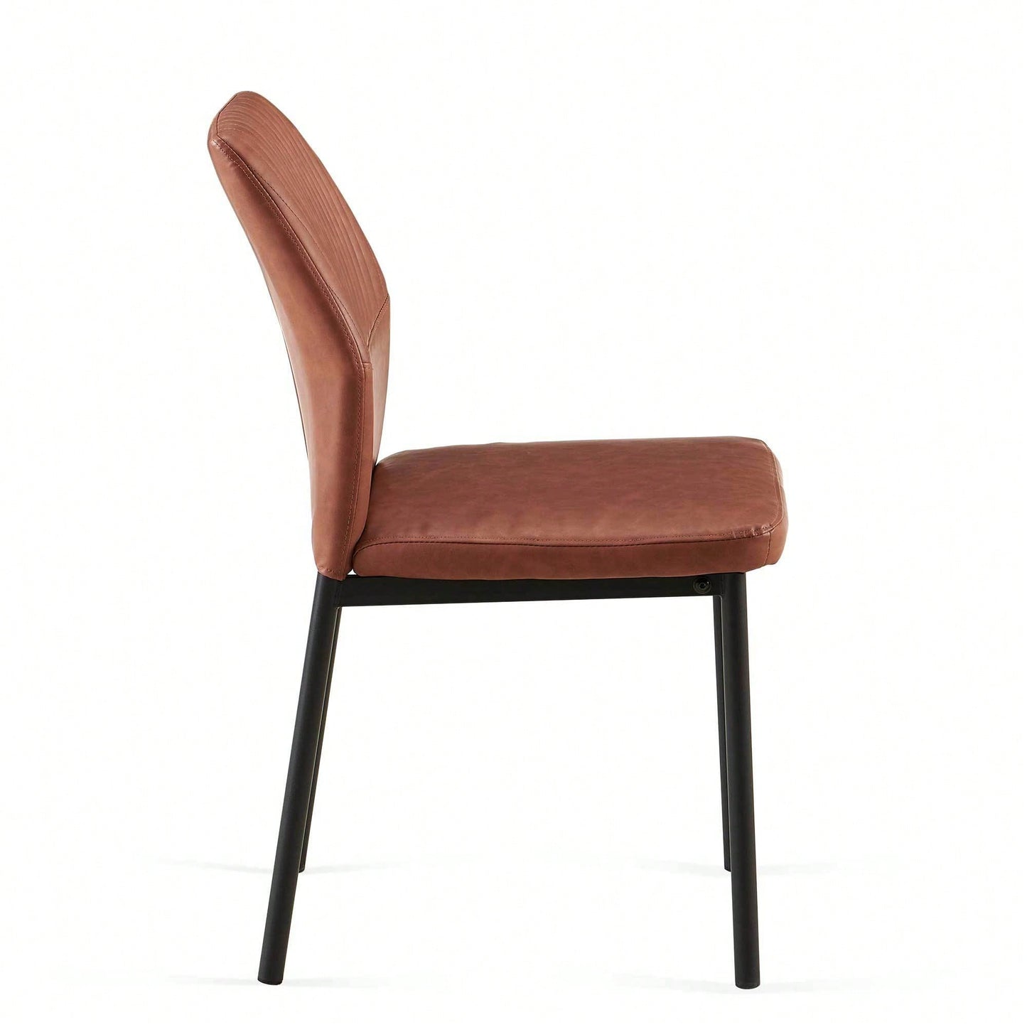 Modern PU Leather Armless Dining Chairs Set Of 4 With Metal Legs For Kitchen And Living Room