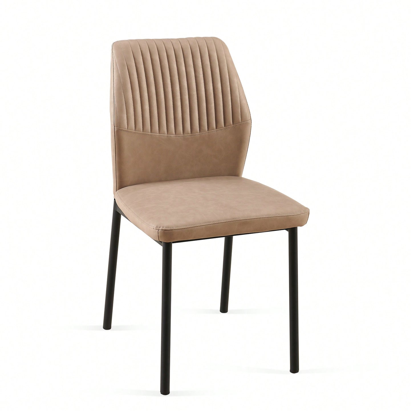Modern PU Leather Armless Dining Chairs Set Of 4 With Metal Legs For Kitchen And Living Room