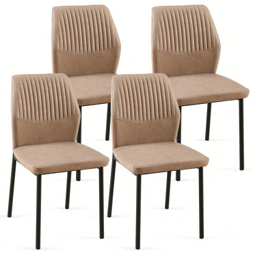 Modern PU Leather Armless Dining Chairs Set Of 4 With Metal Legs For Kitchen And Living Room
