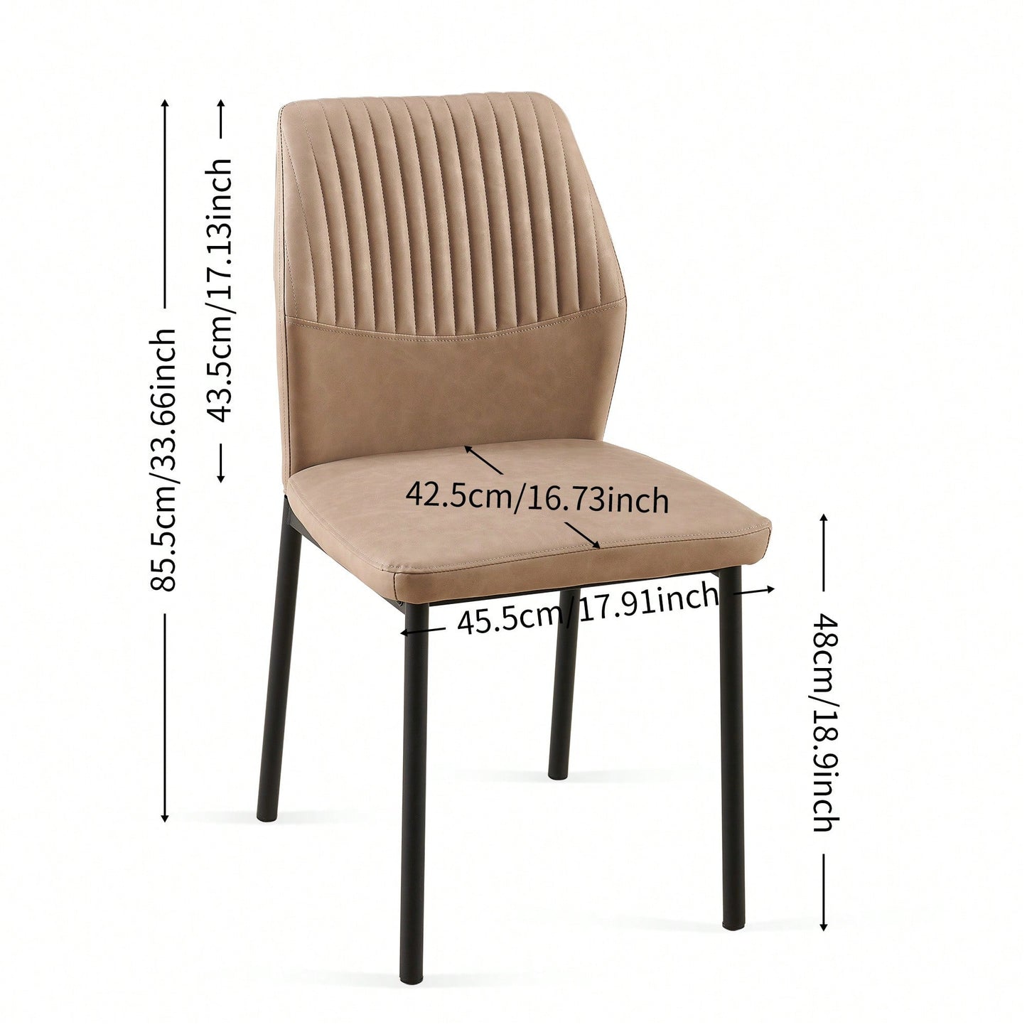 Modern PU Leather Armless Dining Chairs Set Of 4 With Metal Legs For Kitchen And Living Room