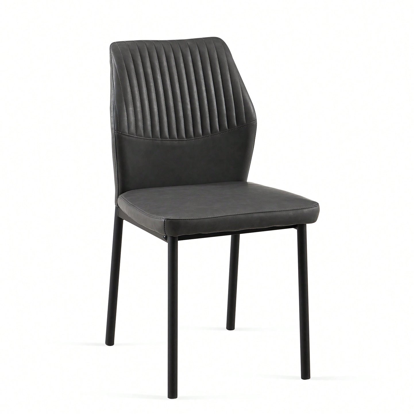 Modern PU Leather Armless Dining Chairs Set Of 4 With Metal Legs For Kitchen And Living Room
