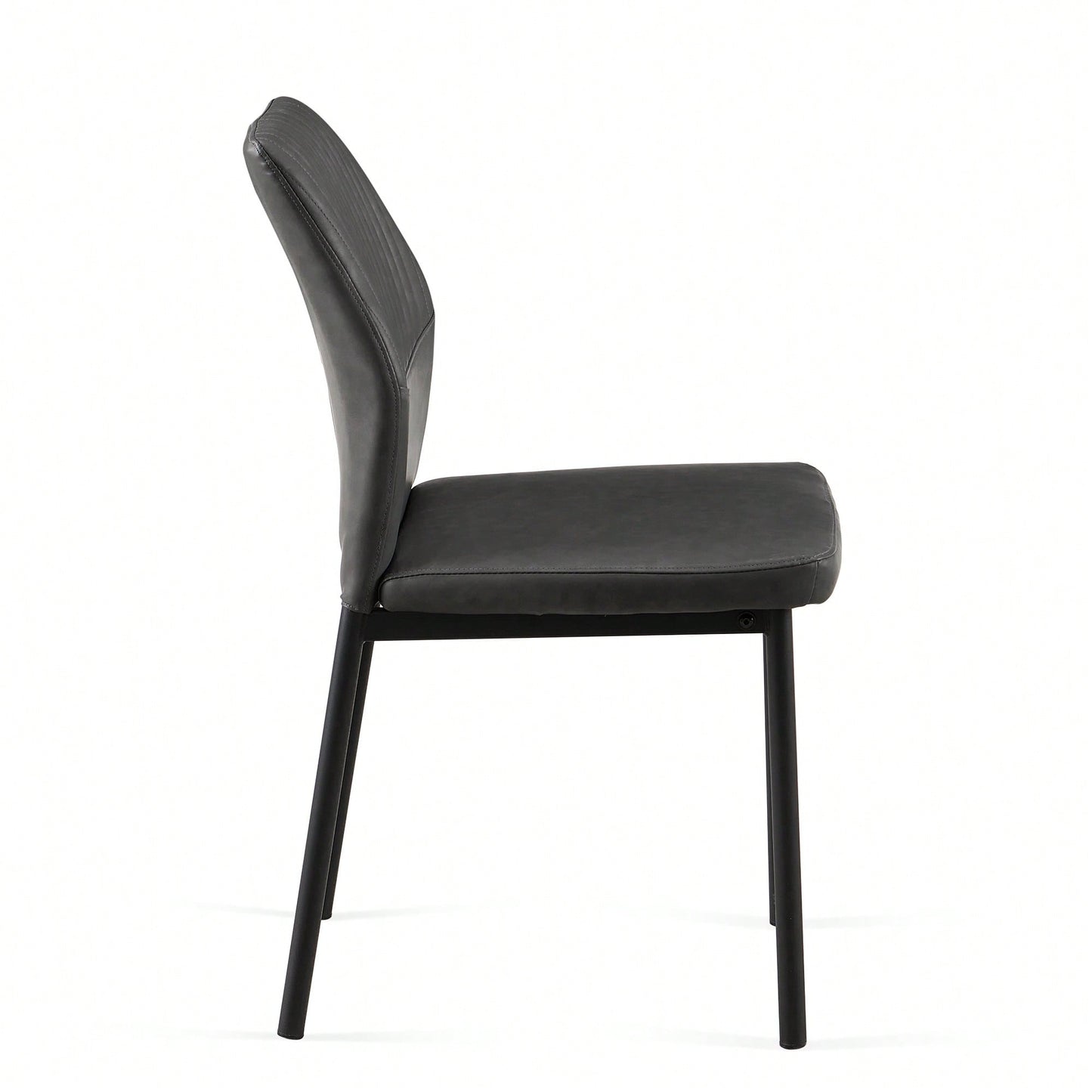 Modern PU Leather Armless Dining Chairs Set Of 4 With Metal Legs For Kitchen And Living Room