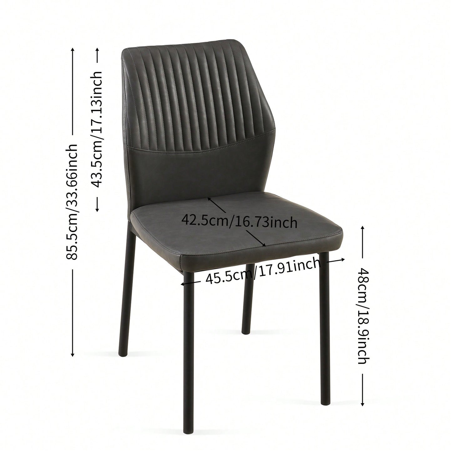 Modern PU Leather Armless Dining Chairs Set Of 4 With Metal Legs For Kitchen And Living Room