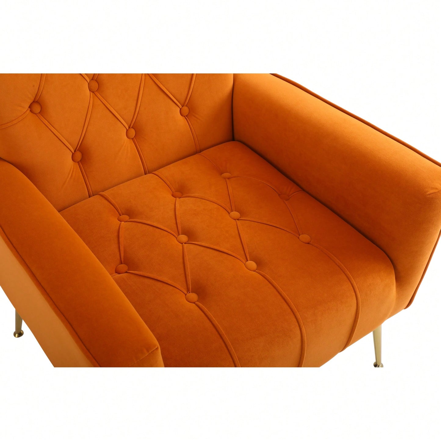 Modern Velvet Accent Chair With Ottoman For Living Room Bedroom Office Comfortable Seating In Orange