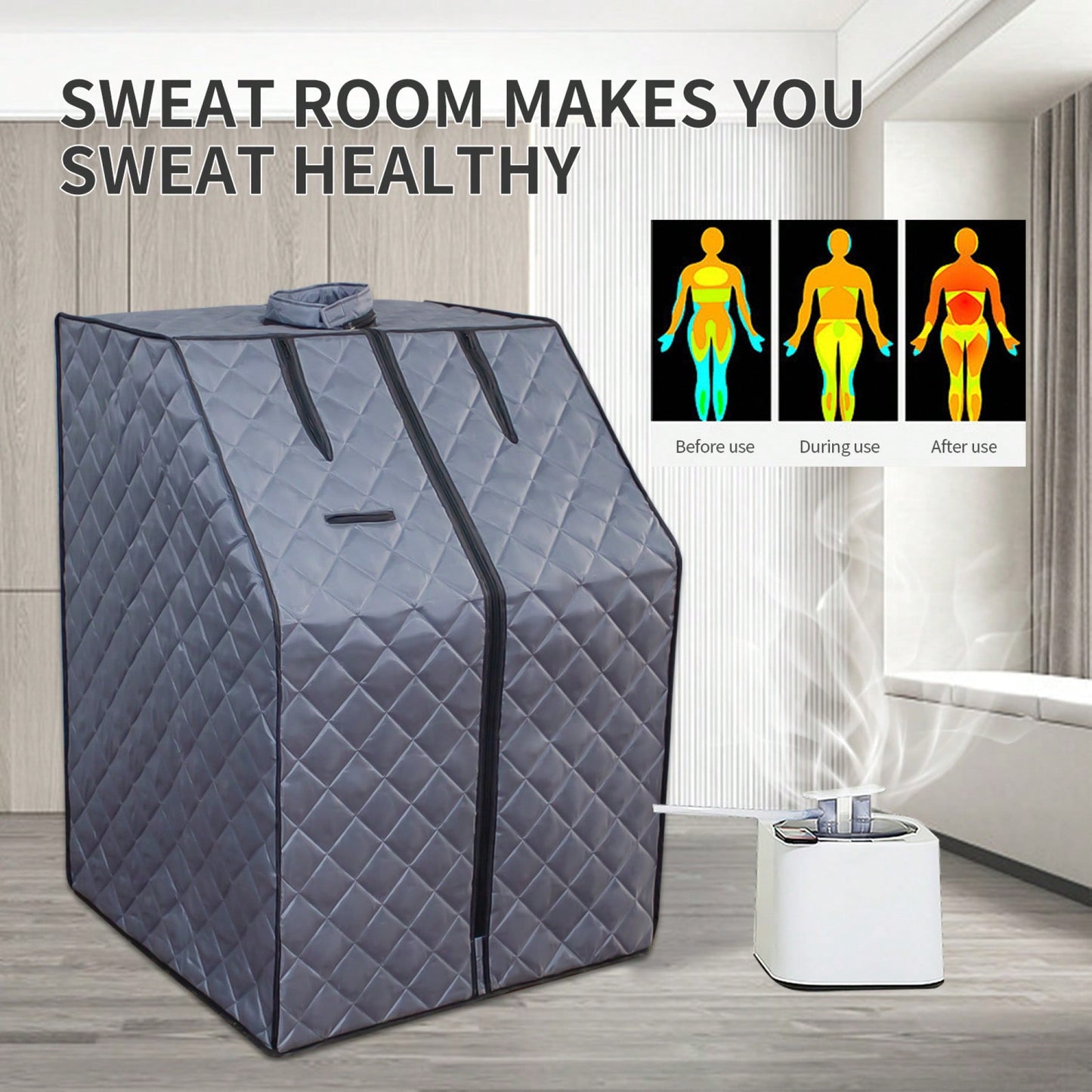 Portable Home Steam Sauna Tent With 1000W Heater, Remote Control, Folding Chair For Relaxation And Detoxification