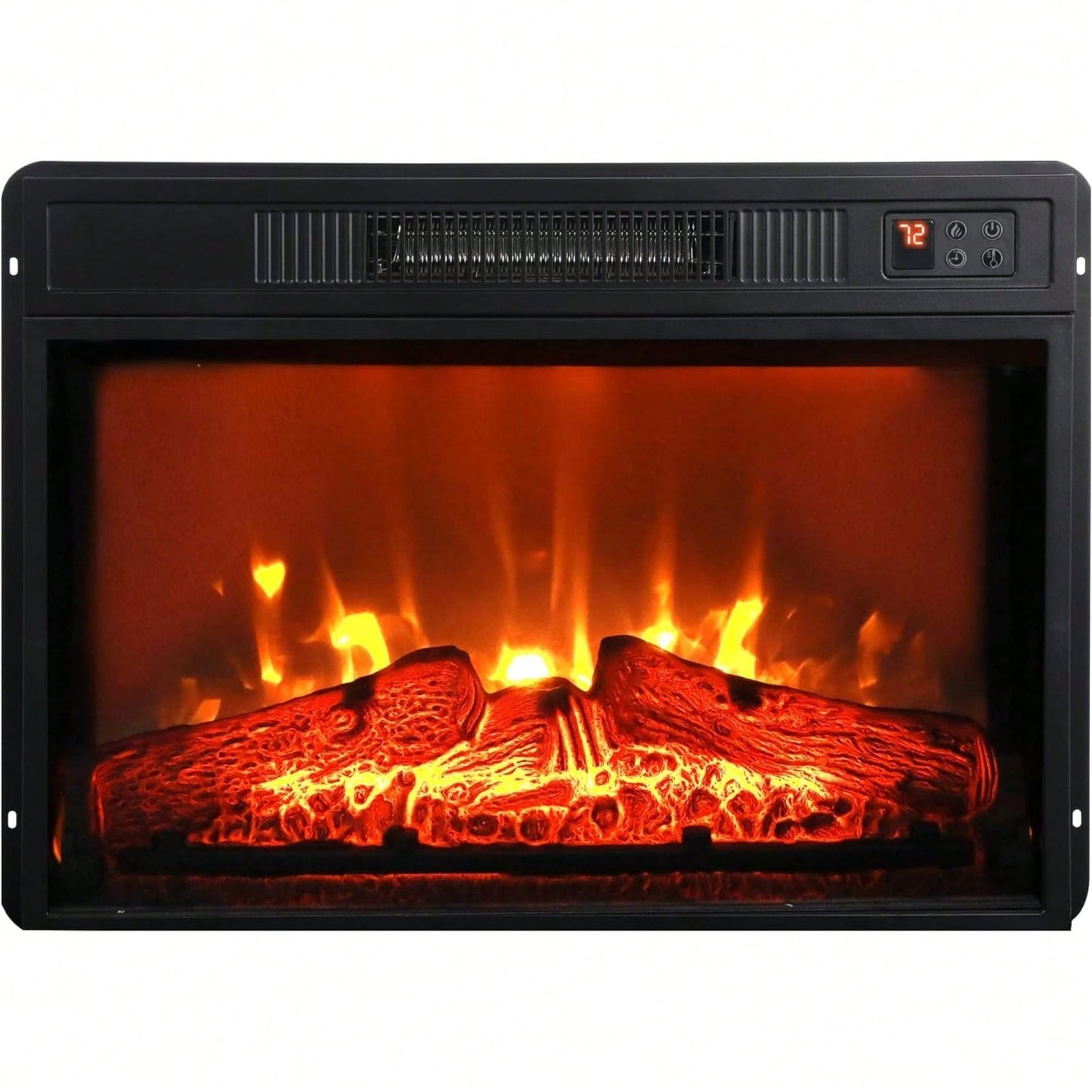 23 Inch Electric Fireplace Insert Heater with Remote Control Adjustable Realistic Logs and Flames 1400W for Indoor Heating Up to 300 Sq Ft