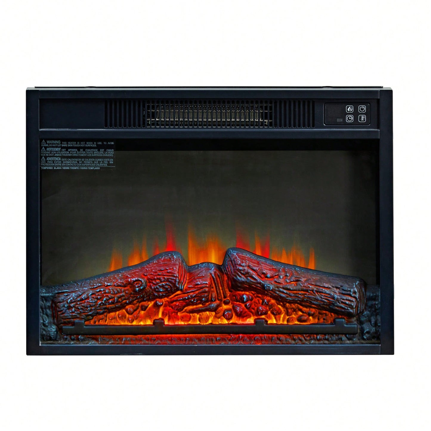 23 Inch Electric Fireplace Insert Heater with Remote Control Adjustable Realistic Logs and Flames 1400W for Indoor Heating Up to 300 Sq Ft