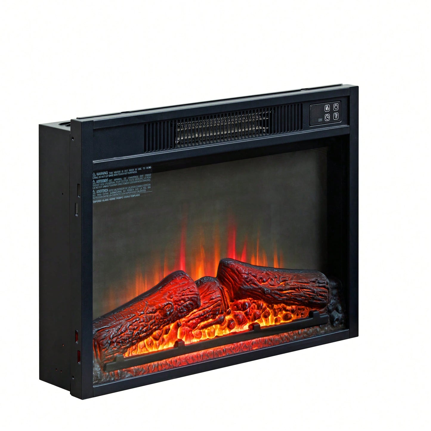 23 Inch Electric Fireplace Insert Heater with Remote Control Adjustable Realistic Logs and Flames 1400W for Indoor Heating Up to 300 Sq Ft
