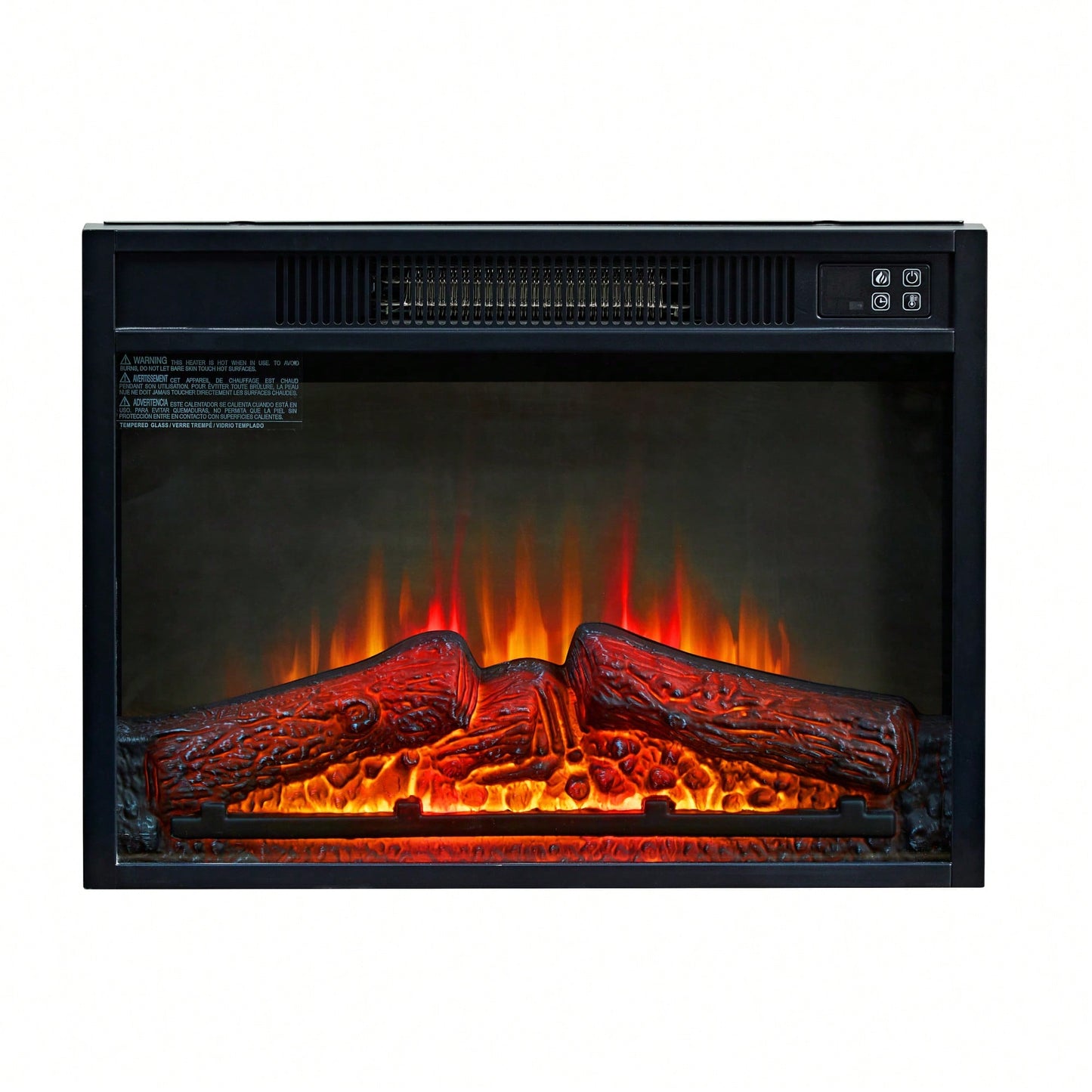 23 Inch Electric Fireplace Insert Heater with Remote Control Adjustable Realistic Logs and Flames 1400W for Indoor Heating Up to 300 Sq Ft