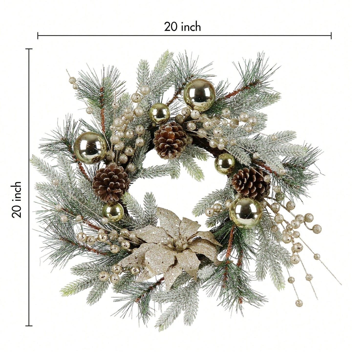 20 Inch Christmas Wreath With Warm LED Lights And 8 Lighting Modes For Holiday Door And Home Decorations