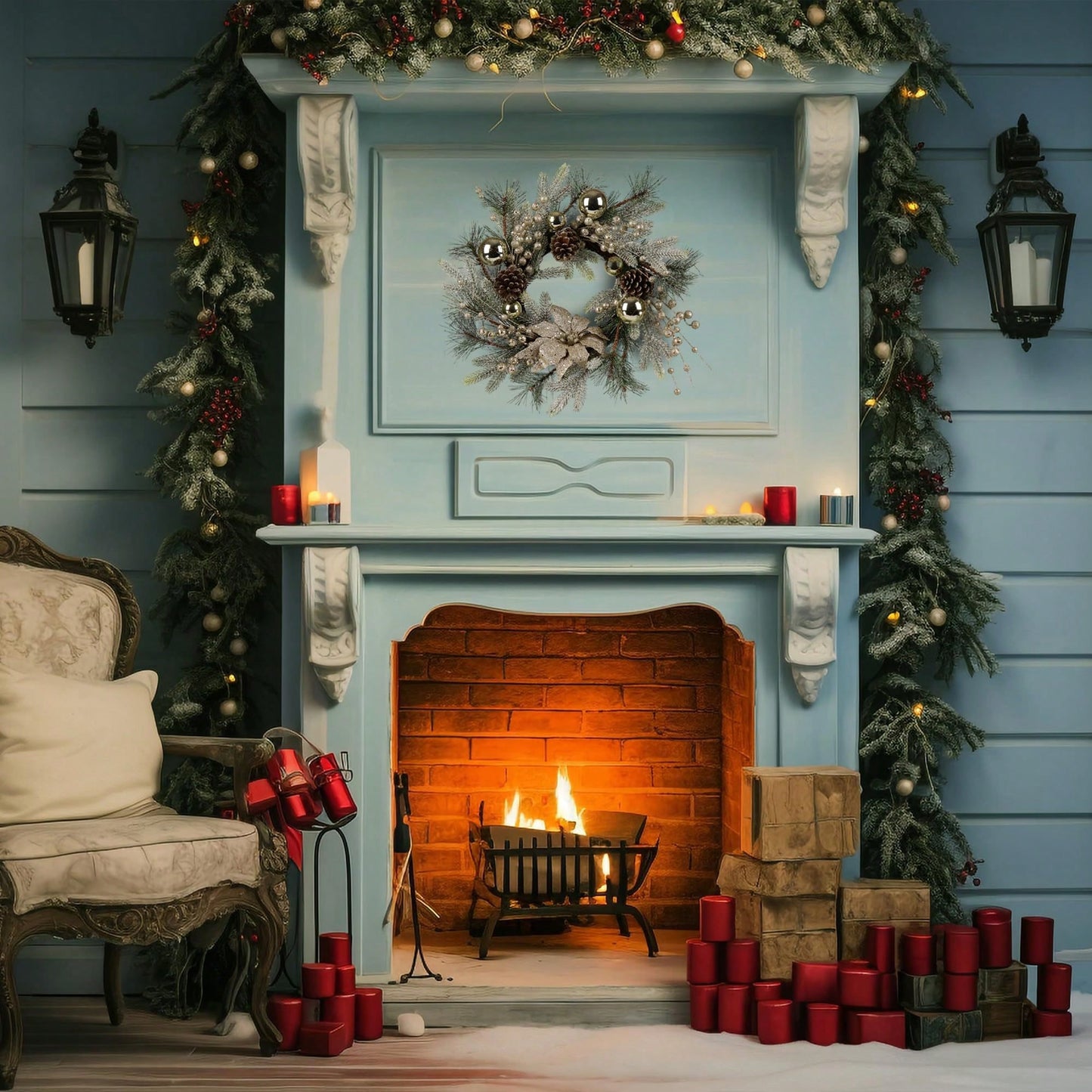 20 Inch Christmas Wreath With Warm LED Lights And 8 Lighting Modes For Holiday Door And Home Decorations