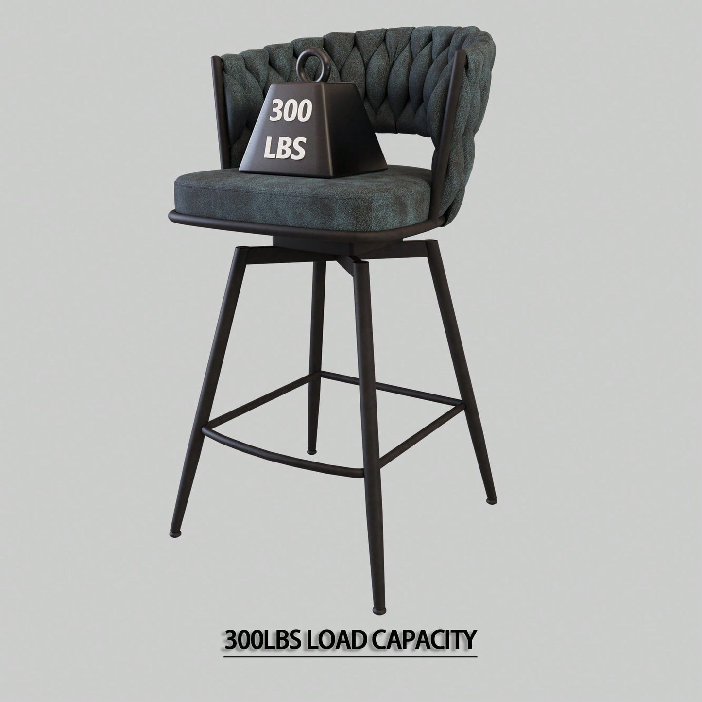 Modern Bar Chair Set Of 2 – Soft Technical Leather And Sturdy Metal Base