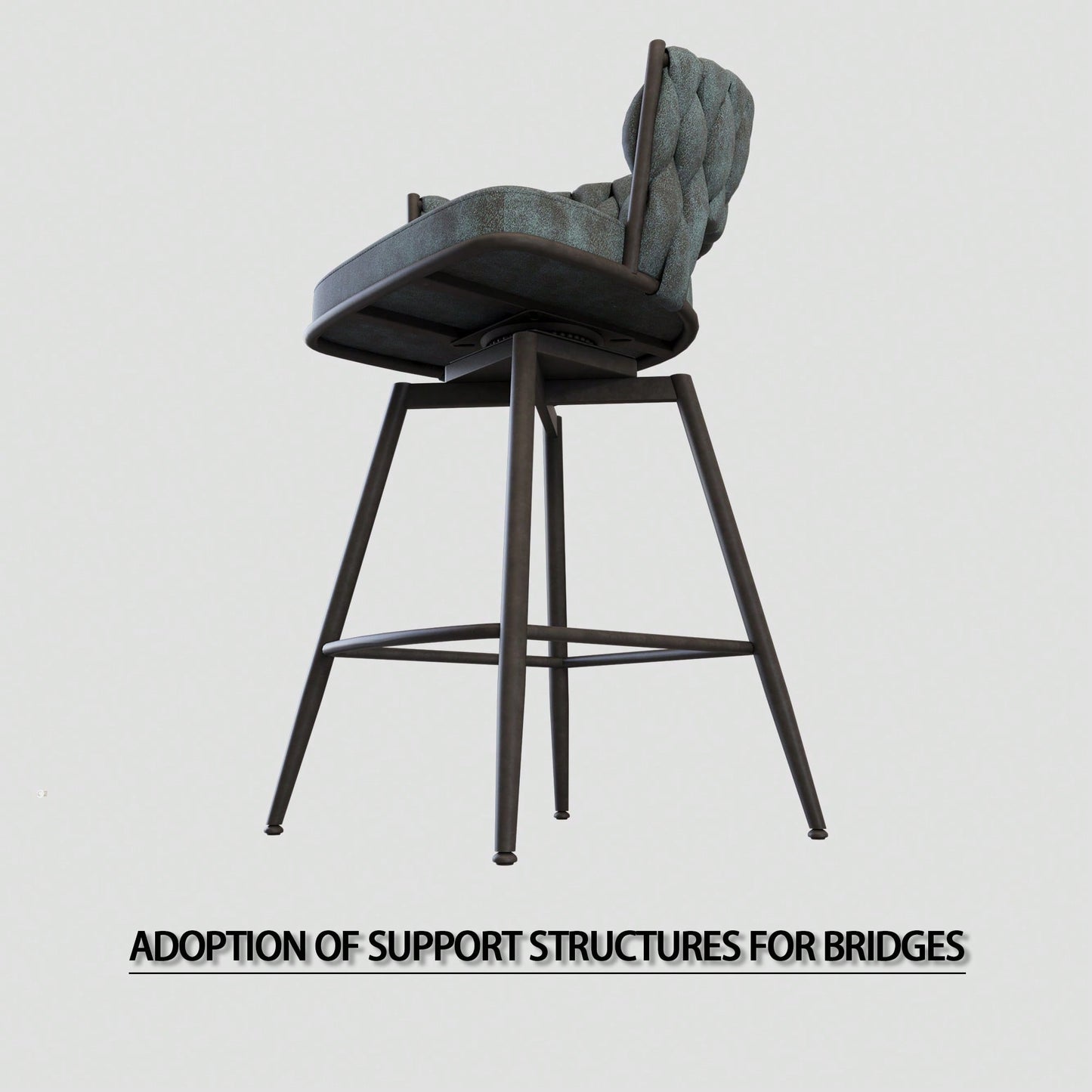 Modern Bar Chair Set Of 2 – Soft Technical Leather And Sturdy Metal Base