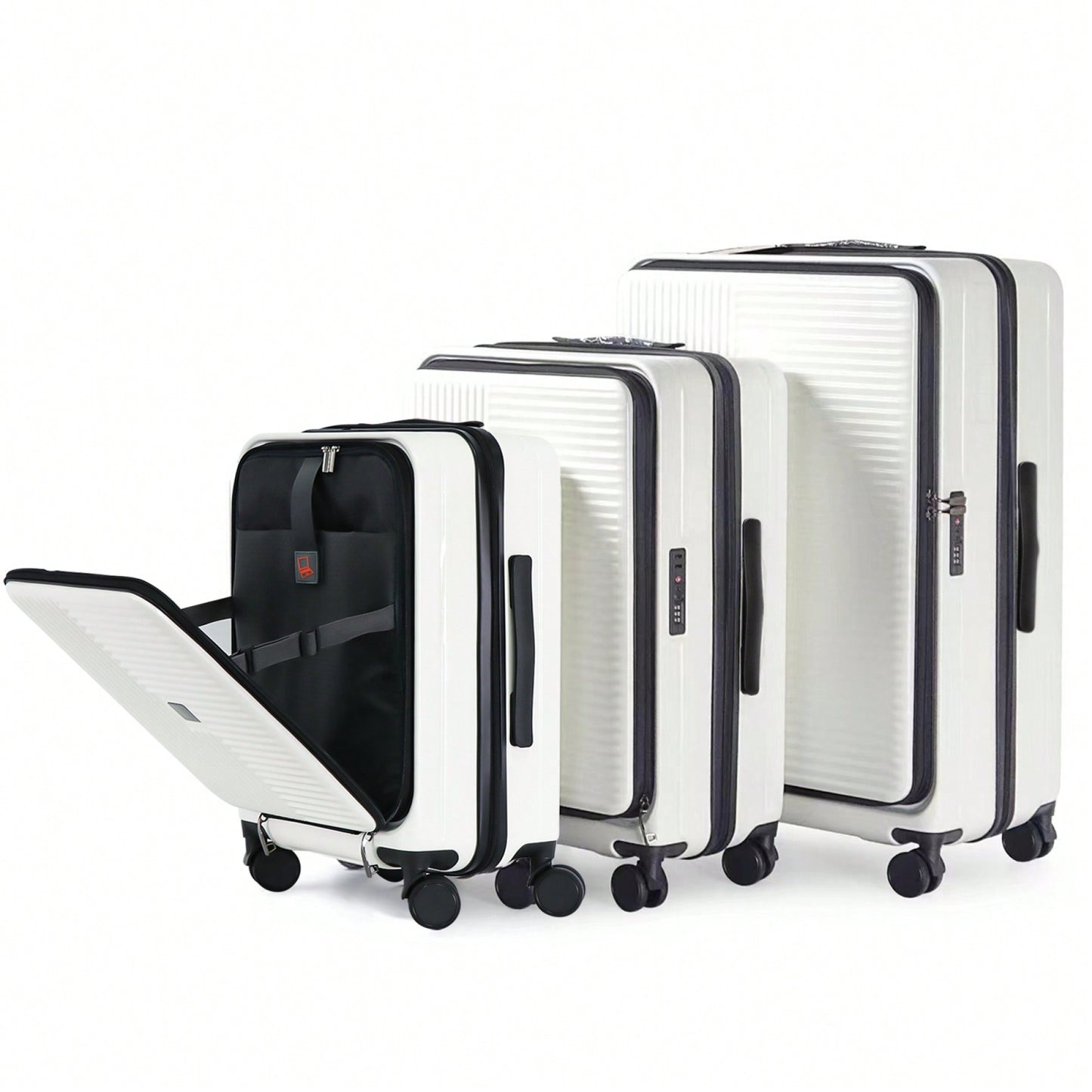 3-Piece Hardshell Luggage Set With Front Opening And TSA Lock