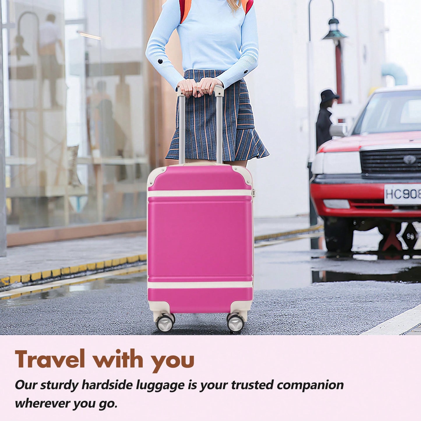 Lightweight Hardshell 24-Inch Spinner Suitcase Set With TSA Lock - Stylish Black Travel Luggage With Dual Wheels And Extra Bags