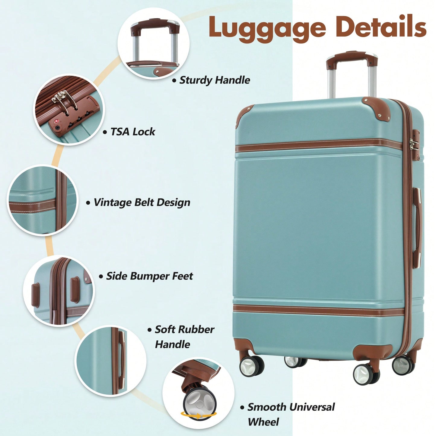 Lightweight Hardshell 24-Inch Spinner Suitcase Set With TSA Lock - Stylish Black Travel Luggage With Dual Wheels And Extra Bags