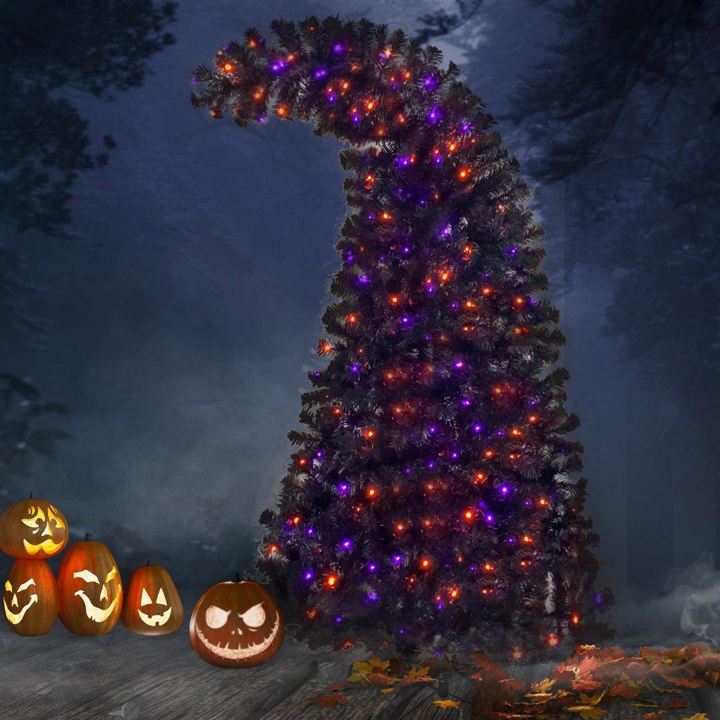 6FT Bendable Style Artificial Christmas Tree With 1,080 Lush Branch Tips & 300 LED Lights - Perfect For Halloween And Holiday Decorations
