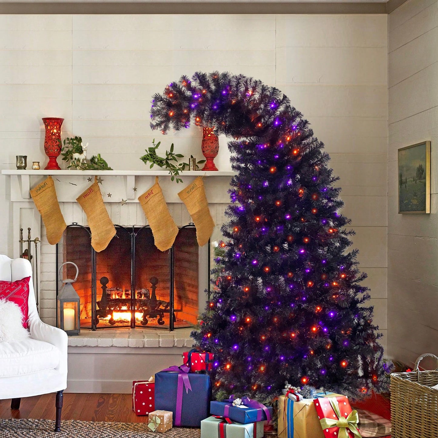 6FT Bendable Style Artificial Christmas Tree With 1,080 Lush Branch Tips & 300 LED Lights - Perfect For Halloween And Holiday Decorations