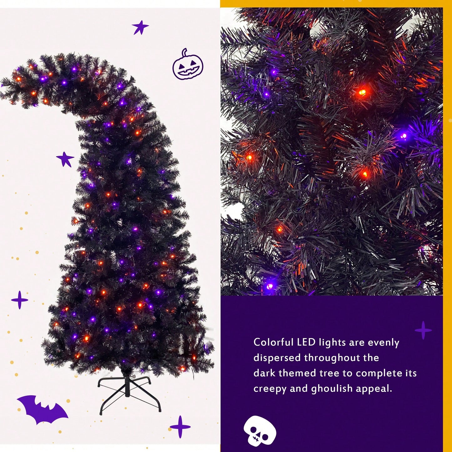 6FT Bendable Style Artificial Christmas Tree With 1,080 Lush Branch Tips & 300 LED Lights - Perfect For Halloween And Holiday Decorations