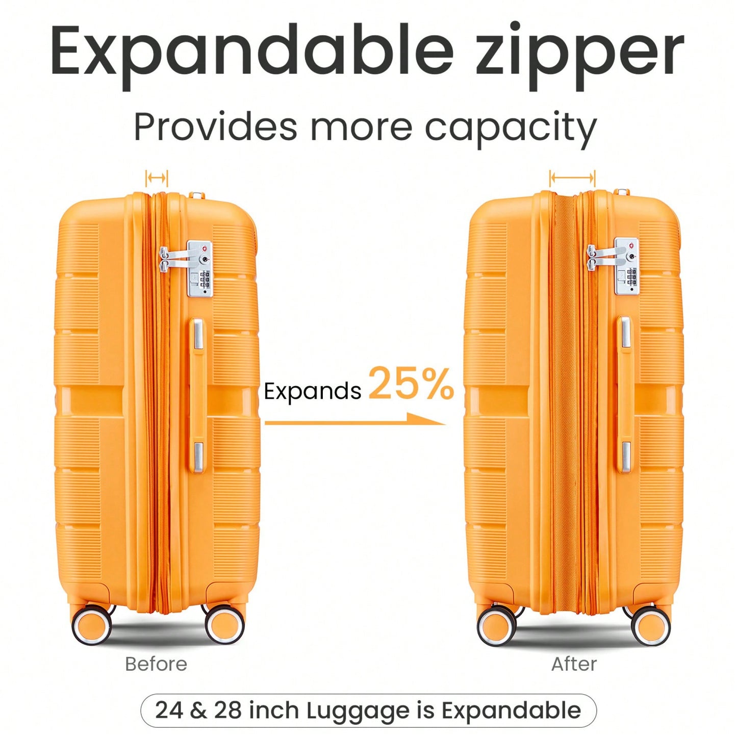 4-Piece Lightweight & Durable Expandable Luggage Set (14"/20"/24"/28") - Perfect For Travel And Adventure